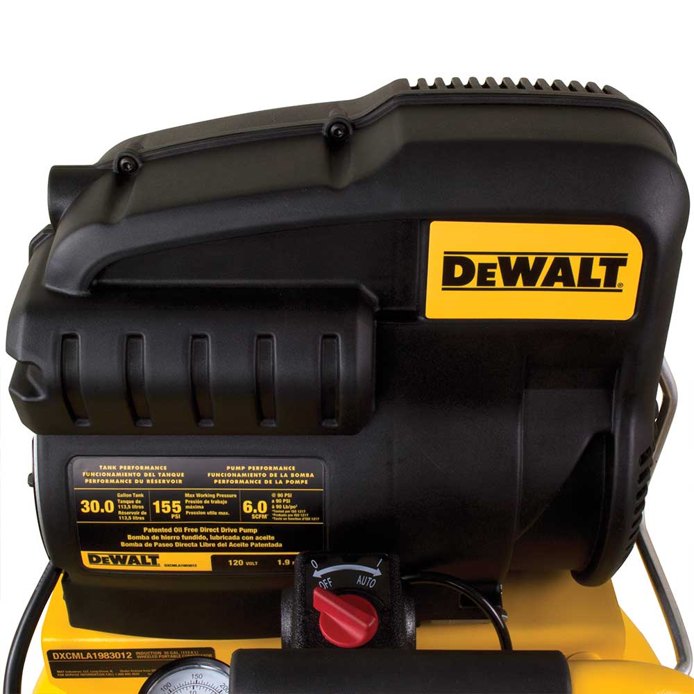 DeWALT DXCMLA1983012 30 Gallon Portable Electric Air Compressor - Powerful & Quiet for Home Garage, Workshop & Job Site Use