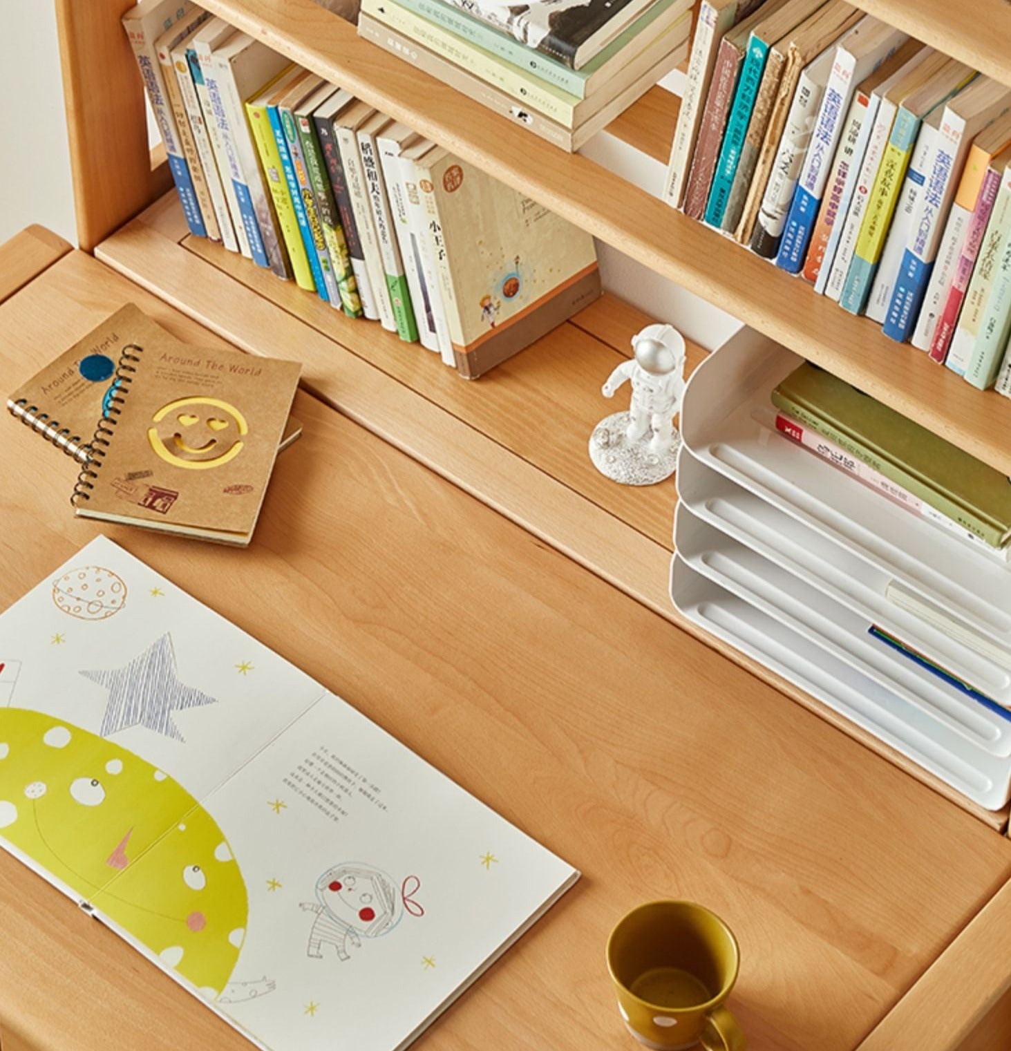 Solid Wood Floor-to-Ceiling Bookshelf - Beech & Oak Wooden Storage Shelf for Books, Toys, and Home Decor | Perfect for Living Room, Nursery, and Home Office Organization