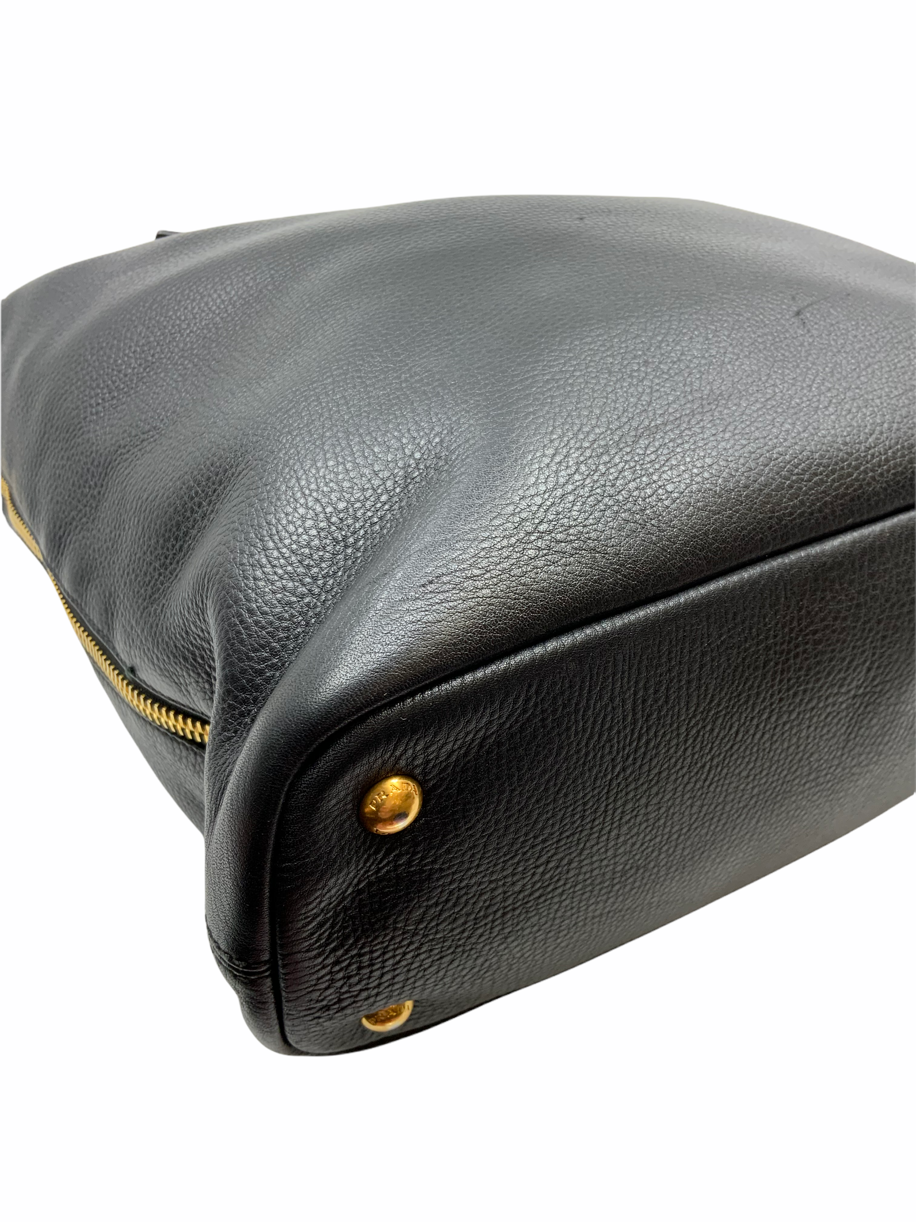 Prada Vitello Daino Leather Side Zip Tote Bag for Women - Luxury Designer Handbag with Zipper Closure - Perfect for Work, Travel & Everyday Use
