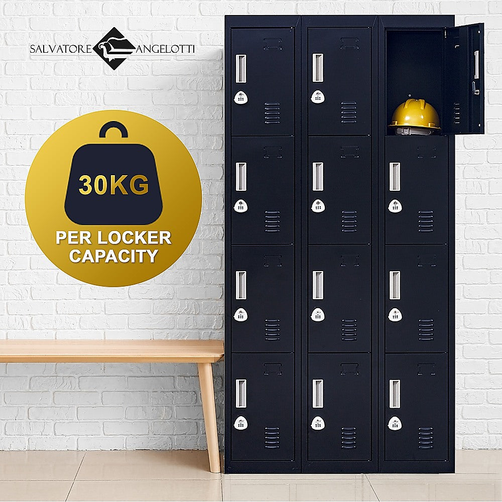 12-Door Locker with 3-Digit Combination Lock for Office, Gym, Shed, School & Home Storage - Secure Organization for Sports Equipment, Work Supplies & Personal Belongings
