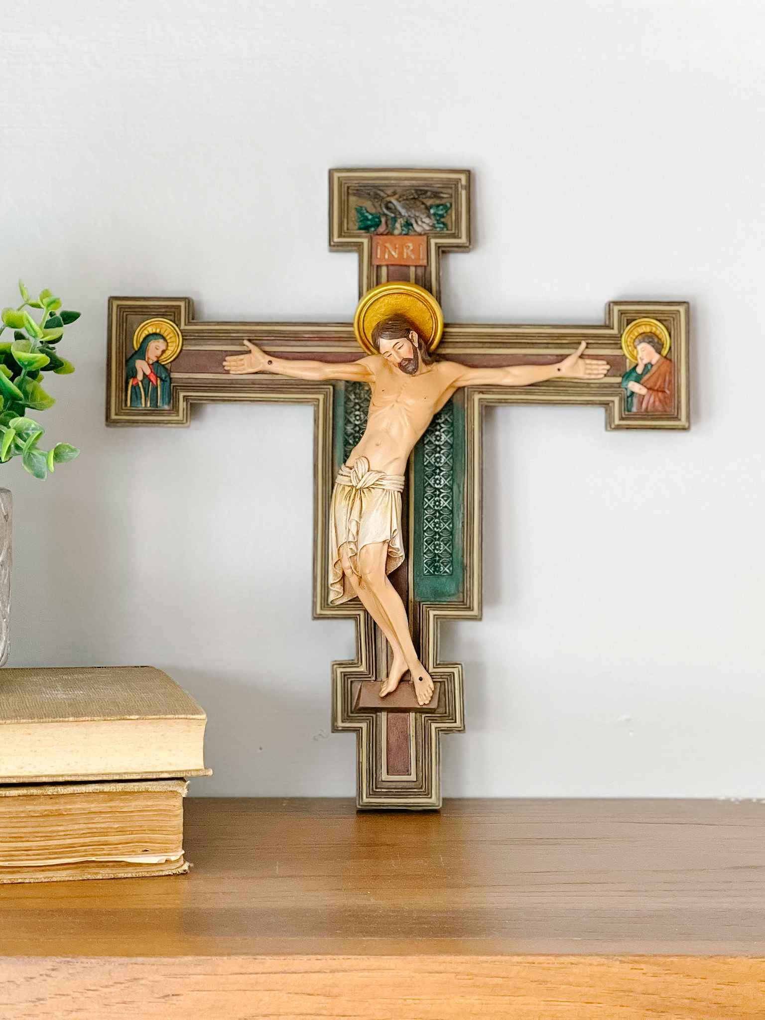 Florentine Crucifix - Handcrafted Italian Wooden Cross for Home Decor, Wall Hanging & Religious Gifts | Perfect for Church, Bedroom & Spiritual Spaces