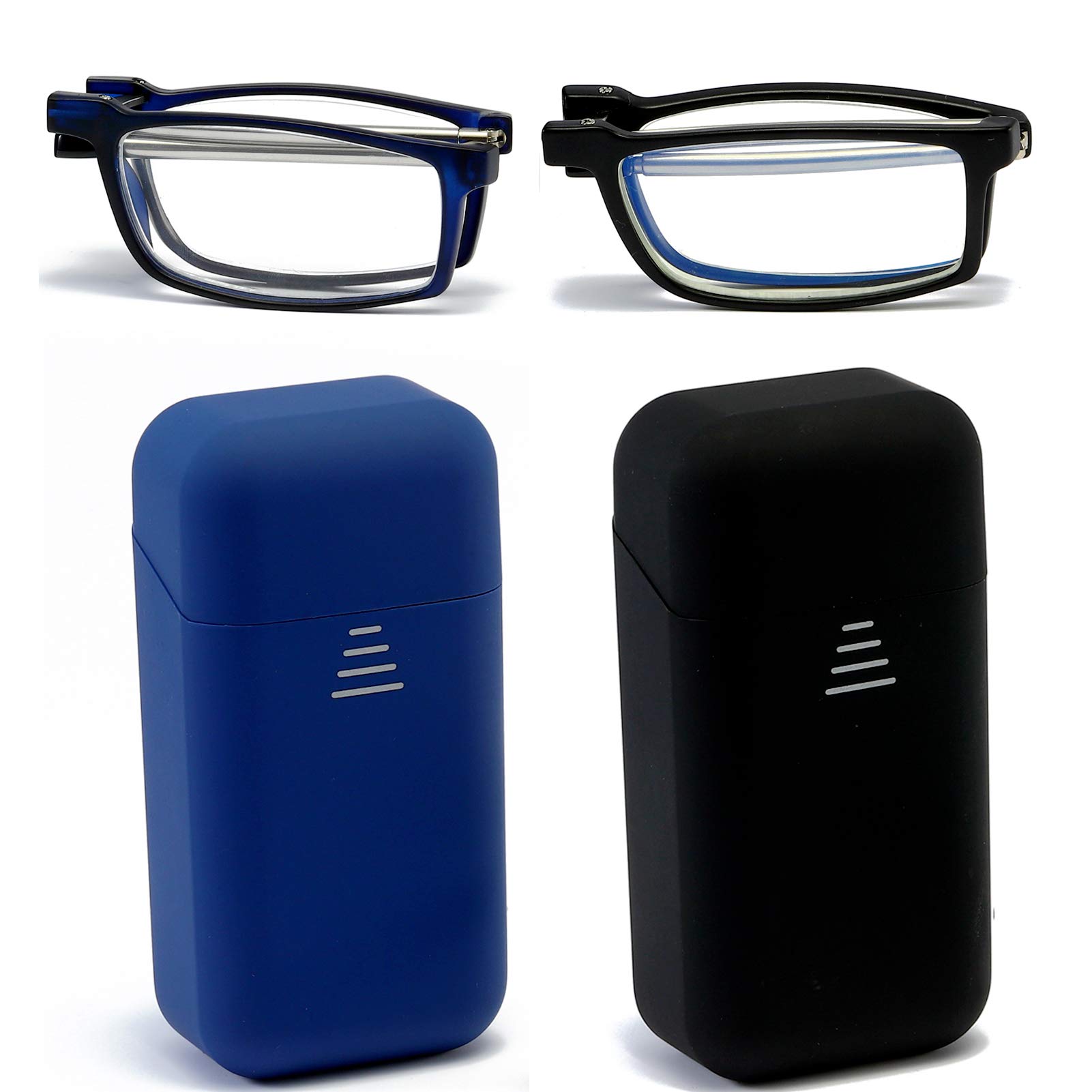 Blue Light Blocking Reading Glasses - 2 Pack Folding Portable Readers for Men & Women | Computer Glasses with Case | Perfect for Office Work, Screen Time & Travel Reading