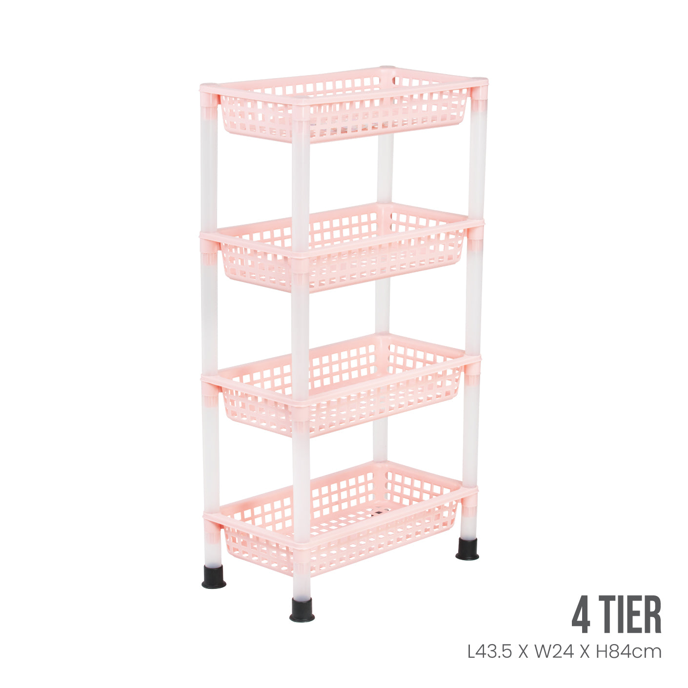 4-Tier Stackable Shelf Organizer - Heavy Duty Metal Storage Rack for Kitchen, Bathroom, Garage & Office (Model 4218 4) - Perfect for Organizing Spices, Books, Tools & More