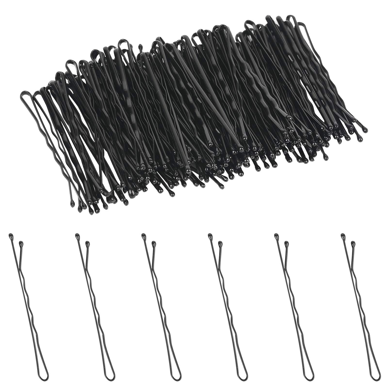 100 Pcs Black Bobby Pins - Strong Metal Hair Pins for Women & Girls - Hair Styling Waved Grips, Bob Pins, Bun Hair Clips - Perfect for Updos, Braids, Ponytails & Everyday Hairstyles