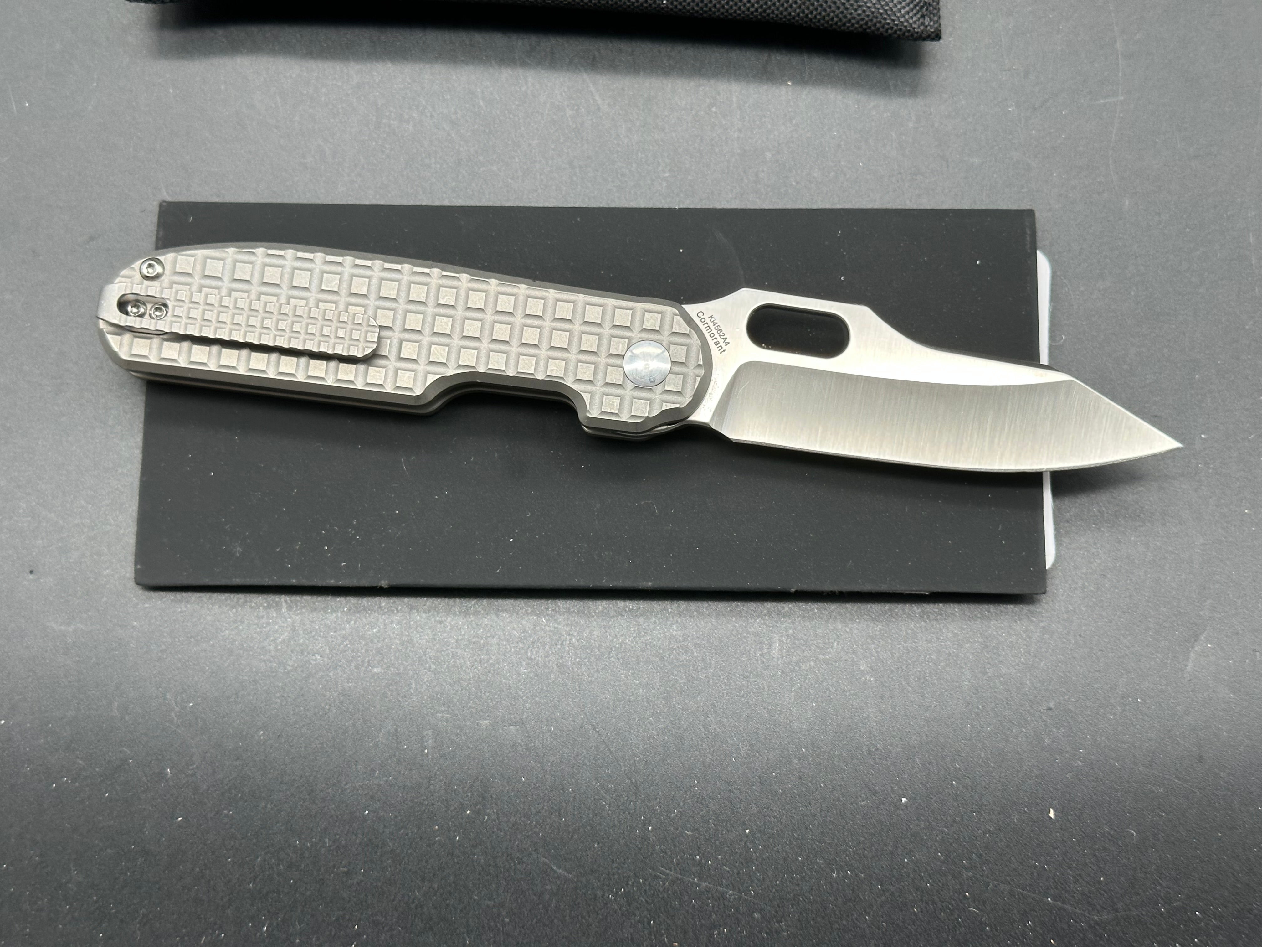 KIZER CORMORANT Folding Pocket Knife - Gray Titanium Handle, 20CV Plain Edge Blade - EDC, Outdoor, Camping & Survival Knife