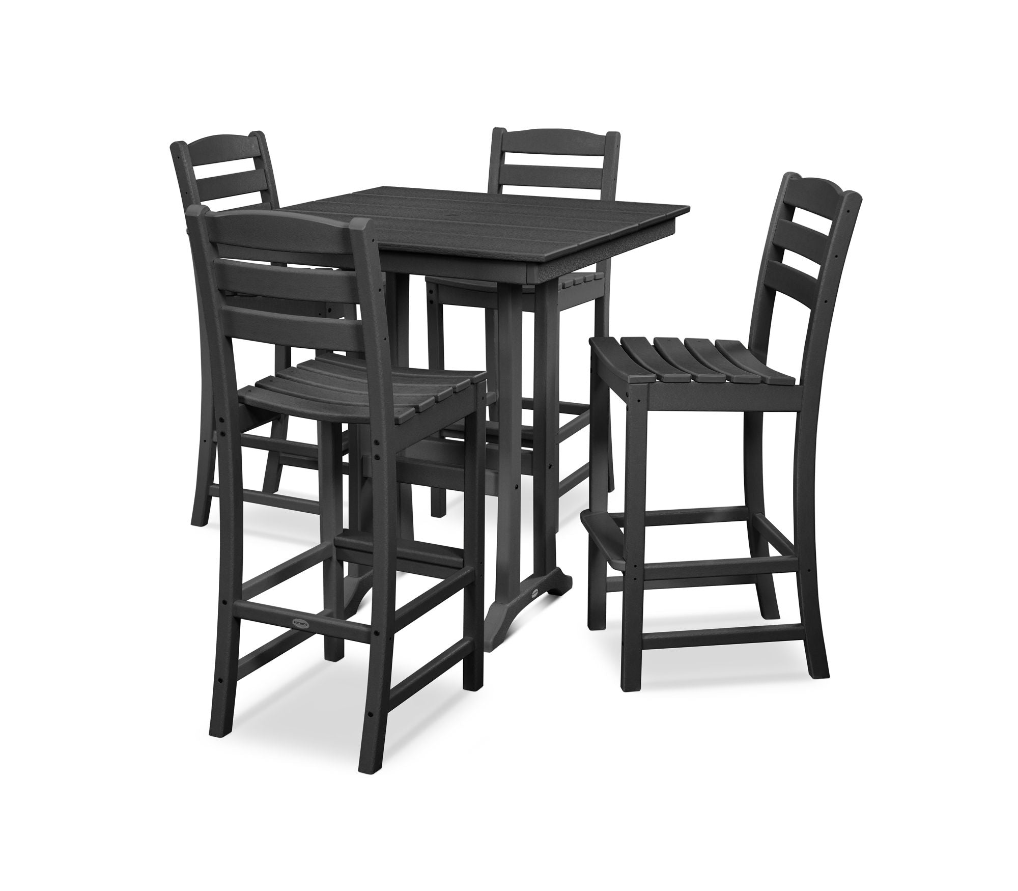 POLYWOOD La Casa Café 5-Piece Farmhouse Trestle Bar Set - Outdoor Patio Dining Furniture for Backyard, Garden & Poolside