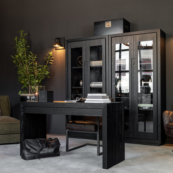 Artwood Hunter Writing Desk - Black Wooden Study Desk for Home Office, School & Workspace - Compact Computer Desk with Storage Shelf for Small Spaces