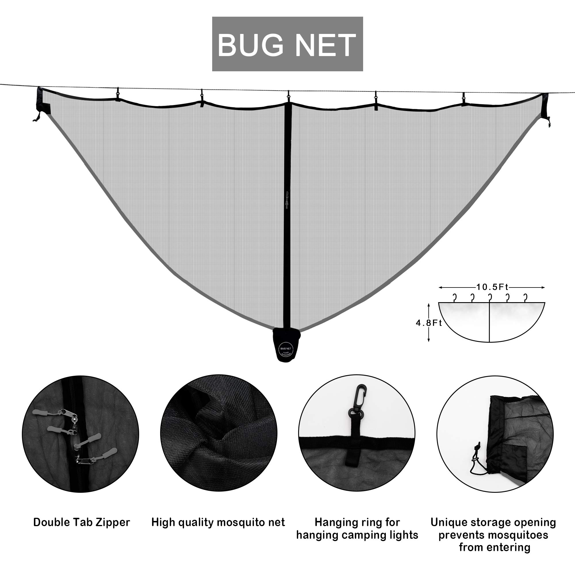 LAZZO Double Camping Hammock with Mosquito Net & Rain Tarp - Lightweight 4lb Portable Hammock Set Includes Tree Straps & Carry Backpack - Perfect for Backpacking, Hiking, Outdoor Adventures & Relaxing in Nature