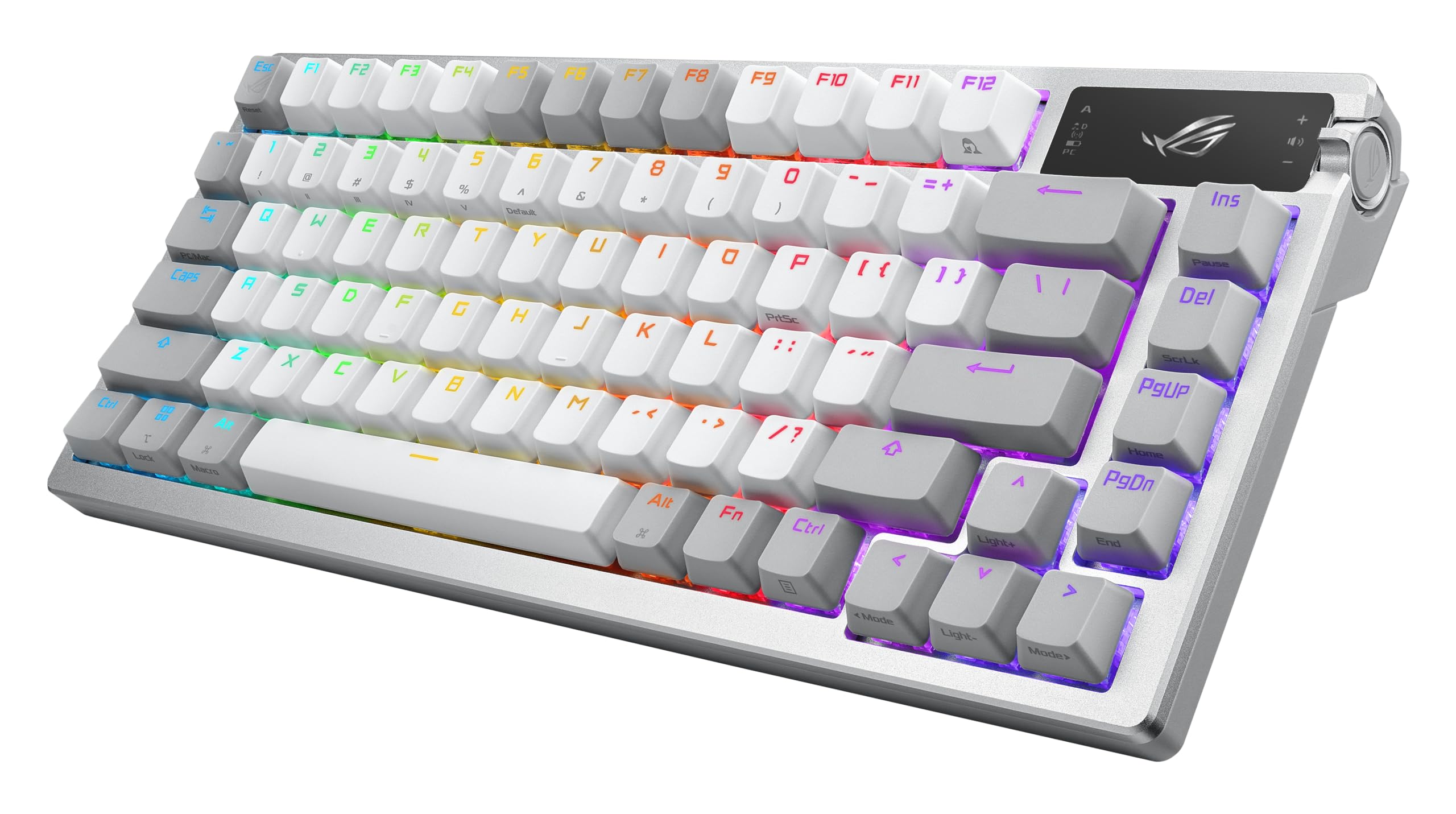 ASUS ROG Azoth 75 Wireless Custom Mechanical Gaming Keyboard - OLED Display, Hot-Swappable ROG NX Brown Switches, Gasket Mount, 3-Layer Dampening, PBT Keycaps, RGB Backlit (White) | Perfect for Esports, Streaming & Professional Gaming Setup