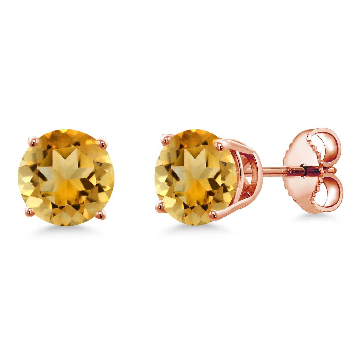 Gem Stone King 18K Rose Gold Plated Sterling Silver 6MM Round Birthstone Stud Earrings for Women & Men | Personalized Zodiac Jewelry Gift for Birthday, Anniversary & Special Occasions