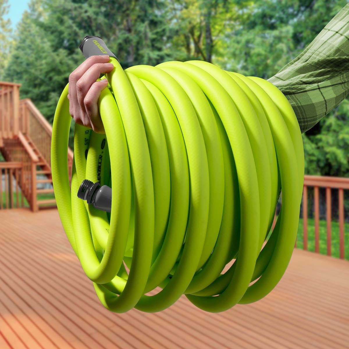 Flexzilla HFZG6100YW-E 3/4 Inch x 100 Feet Heavy Duty Lightweight Garden Hose - Drinking Water Safe, Kink-Free, ZillaGreen - Perfect for Lawn Care, Car Washing, and Outdoor Watering