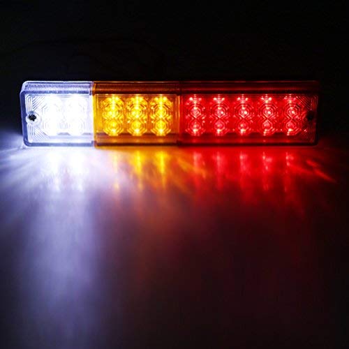 2Pcs LED Trailer Lights - Red/Amber/White 20LEDs for Truck Tail Lights | Brake, Turn Signal & Running Lights