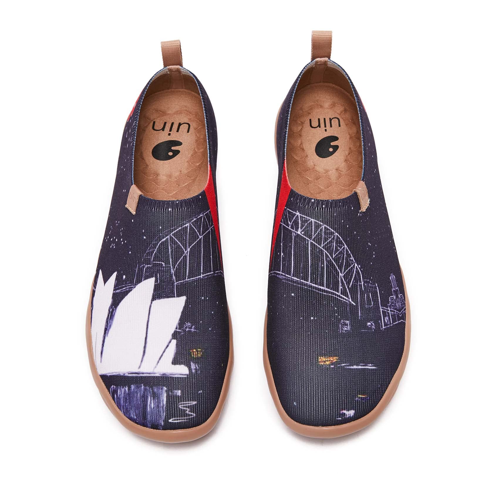 UIN Men's Slip-On Knit Loafers - Lightweight Casual Walking Shoes for Travel, Comfortable Breathable Air Painted Flats - Perfect for Barcelona Sightseeing & Daily Wear
