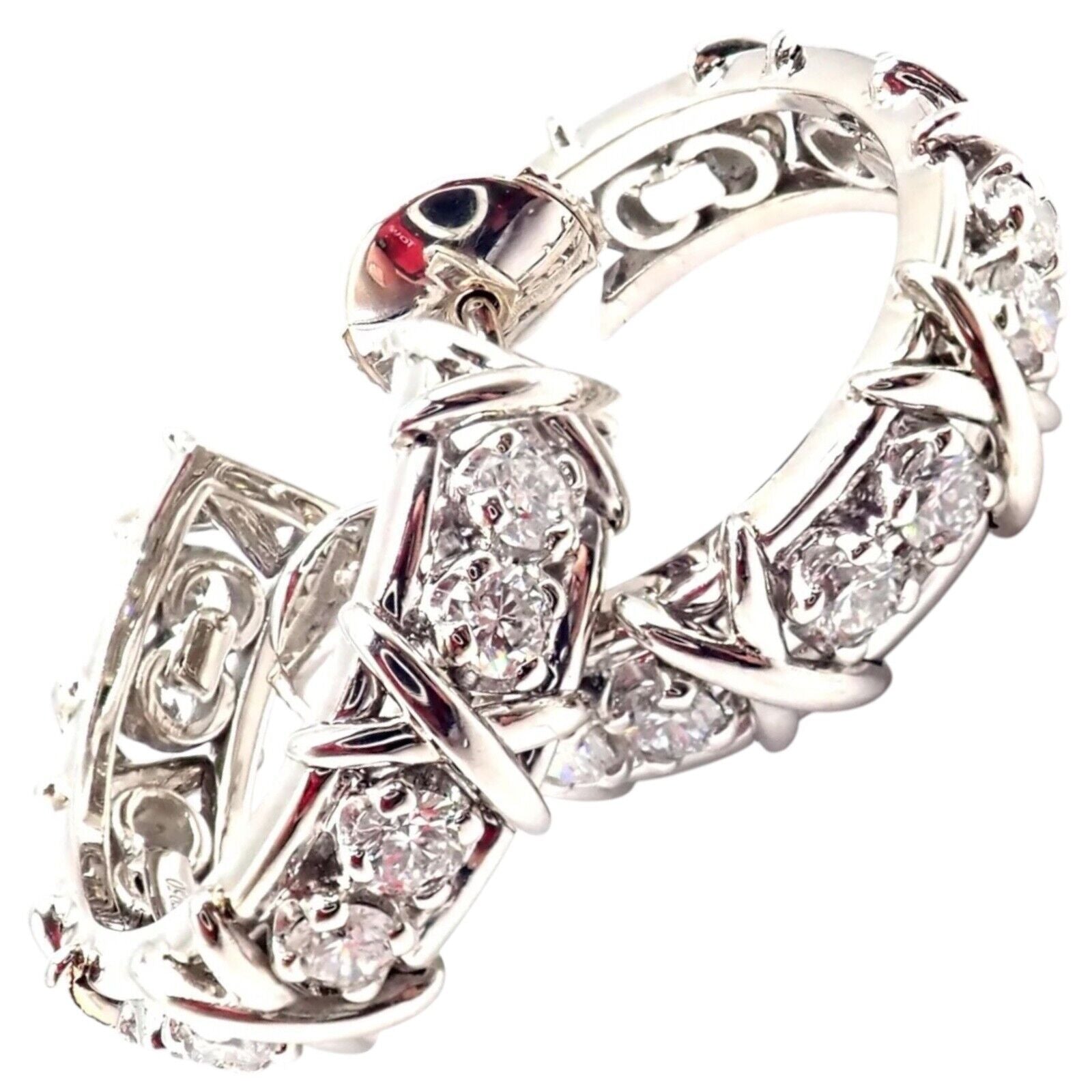 Authentic Tiffany & Co Schlumberger Twenty Stones Platinum Diamond Hoop Earrings for Women - Luxury Jewelry Gift for Anniversary, Wedding & Special Occasions
