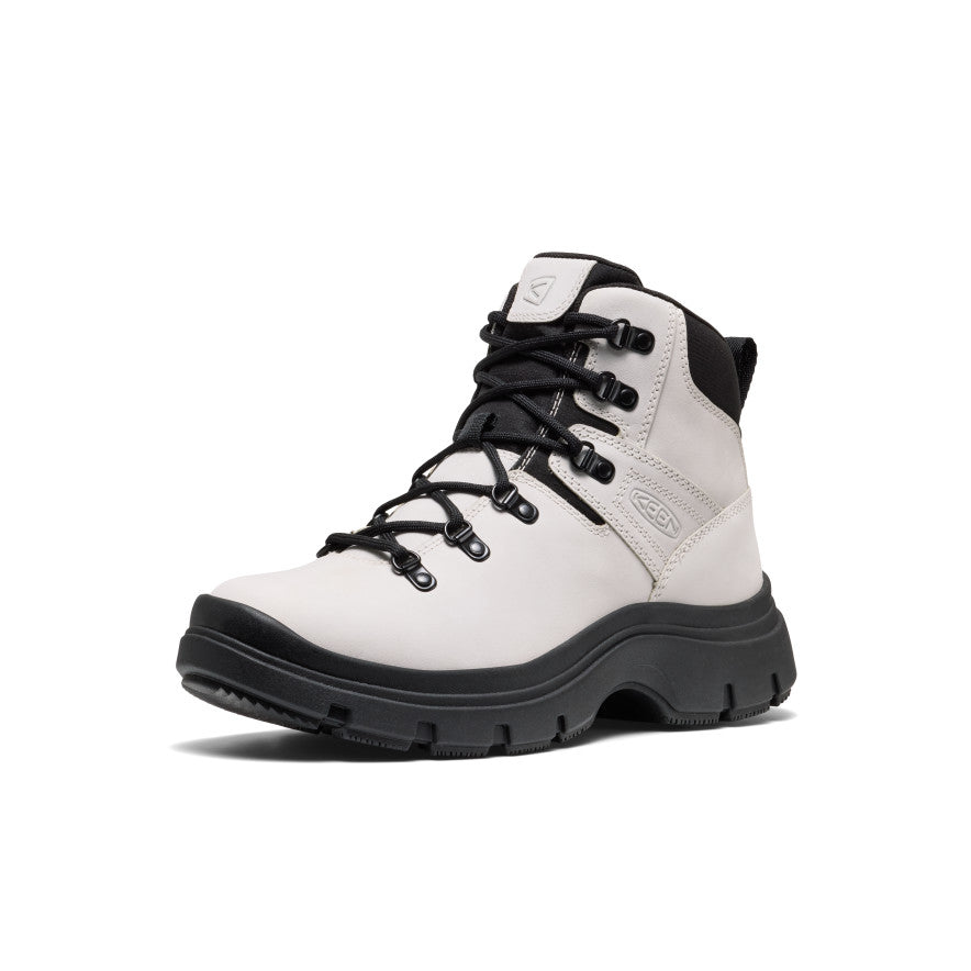 Women's Kosa Leather Boots - Silver Birch & Black Waterproof Ankle Boots for Winter, Fashionable Comfortable Shoes for Walking, Hiking & Outdoor Activities