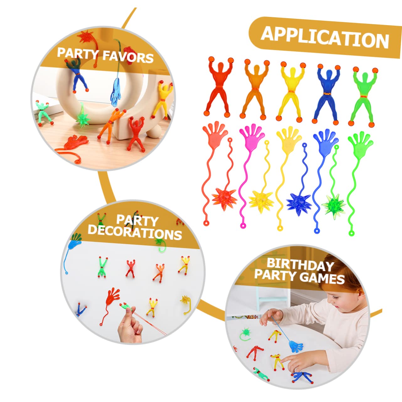 108-Piece Sticky Toy Set - Expandable Stretchy Sensory Toys for Kids, Pets & Stress Relief - Window Sticky Hands, Chenille Balls, PP Man & Spider - Fun Party Favors & Classroom Rewards