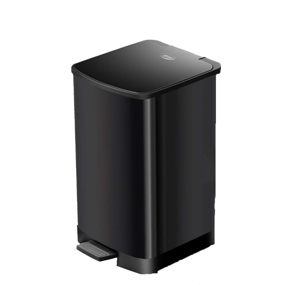 14L 3.6 Gallon Stainless Steel Step Trash Can - Quiet Rectangular Garbage Bin for Bathroom, Kitchen, Office - Black | Space-Saving Design for Small Spaces & Modern Homes