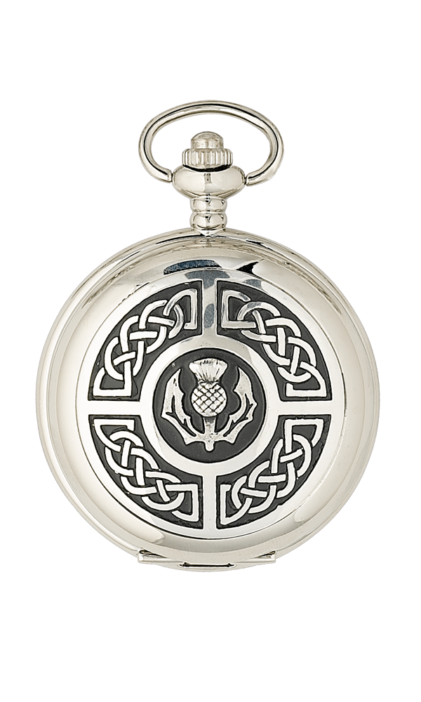 Celtic Thistle Quartz Pocket Watch PW103Q - Vintage Style Chain Necklace Watch for Men & Women - Perfect for Steampunk Costumes, Victorian Fashion, and Gift Giving