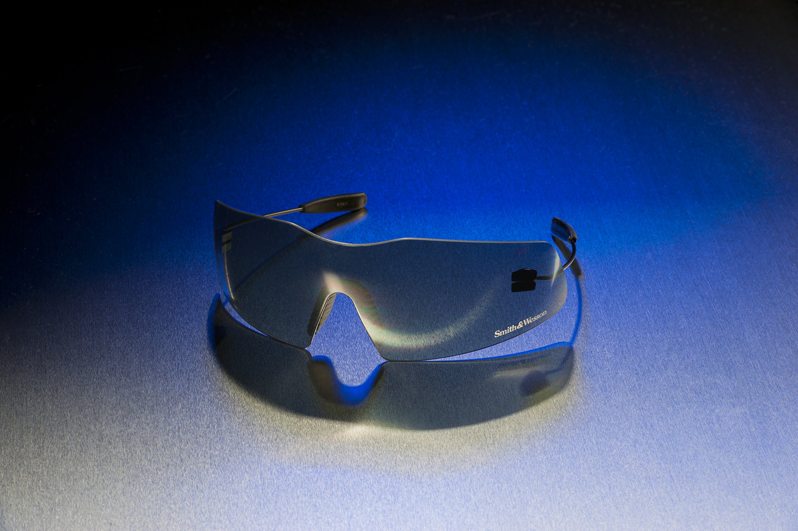 KLEENGUARD Smith & Wesson Phantom Safety Glasses (19853) - Black Frame with Smoke Lens, 12 Pairs/Case - ANSI Z87.1 Certified for Construction, Woodworking & DIY Projects