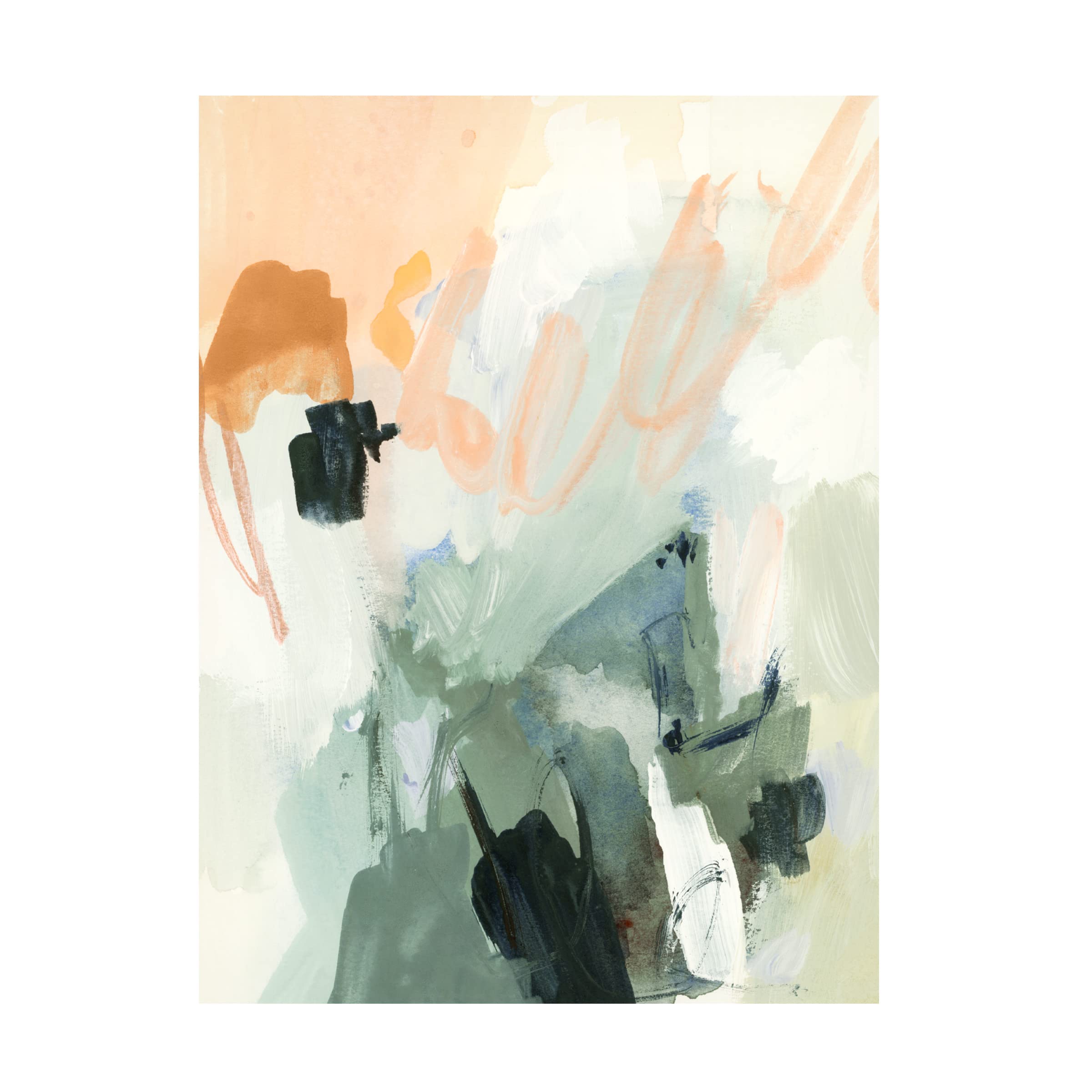 Victoria Barnes 'Moss And Peach I' Canvas Wall Art Print - Modern Botanical Home Decor for Living Room, Bedroom & Office