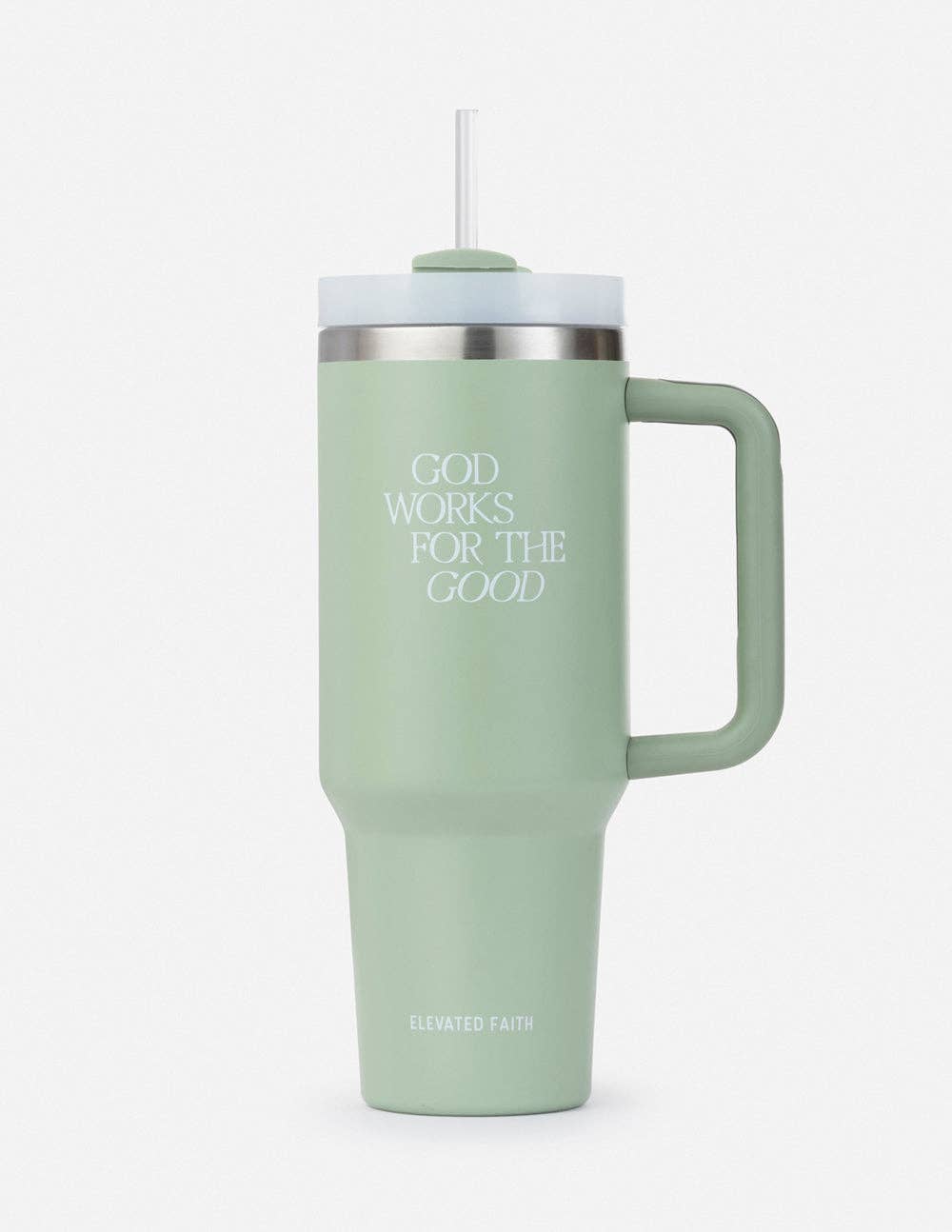 God Works for the Good 40oz Stainless Steel Tumbler with Lid & Straw - Insulated Cup for Coffee, Tea & Cold Drinks - Perfect for Travel, Office & Outdoor Activities