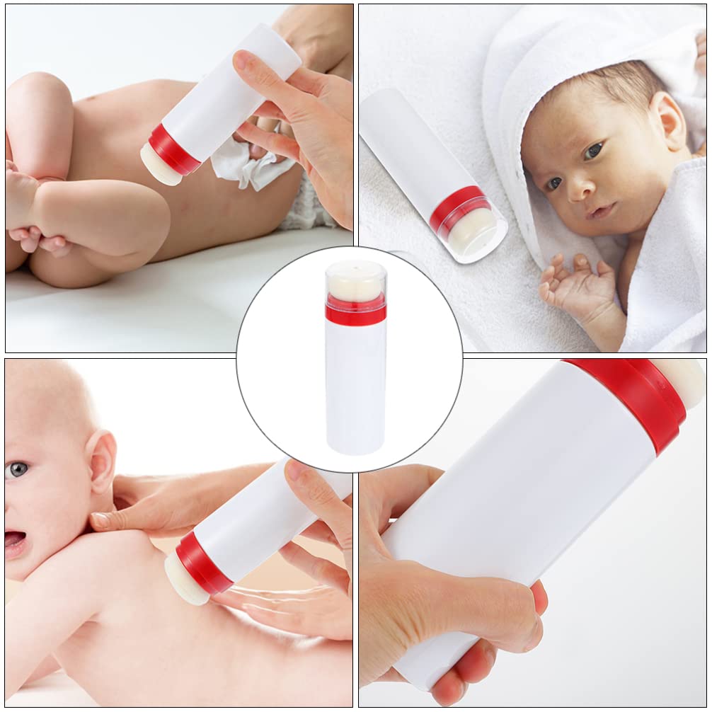 2-Piece Baby Powder Puff Set with Travel Box - Portable White Plastic Makeup Containers for Toddlers & Kids | Perfect for After-Bath Care, Diaper Changes & On-the-Go Parenting