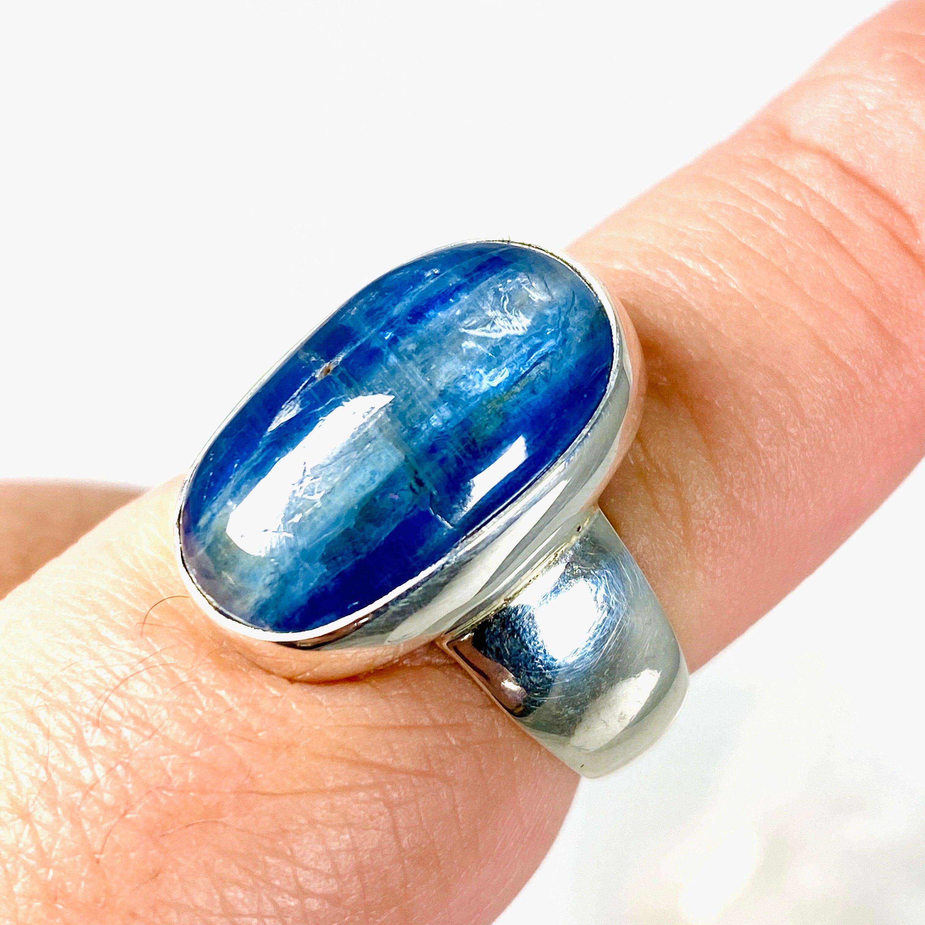 Kyanite Oval Ring Size 9 - KRGJ2696 | Elegant Blue Gemstone Jewelry for Women, Perfect for Weddings & Special Occasions