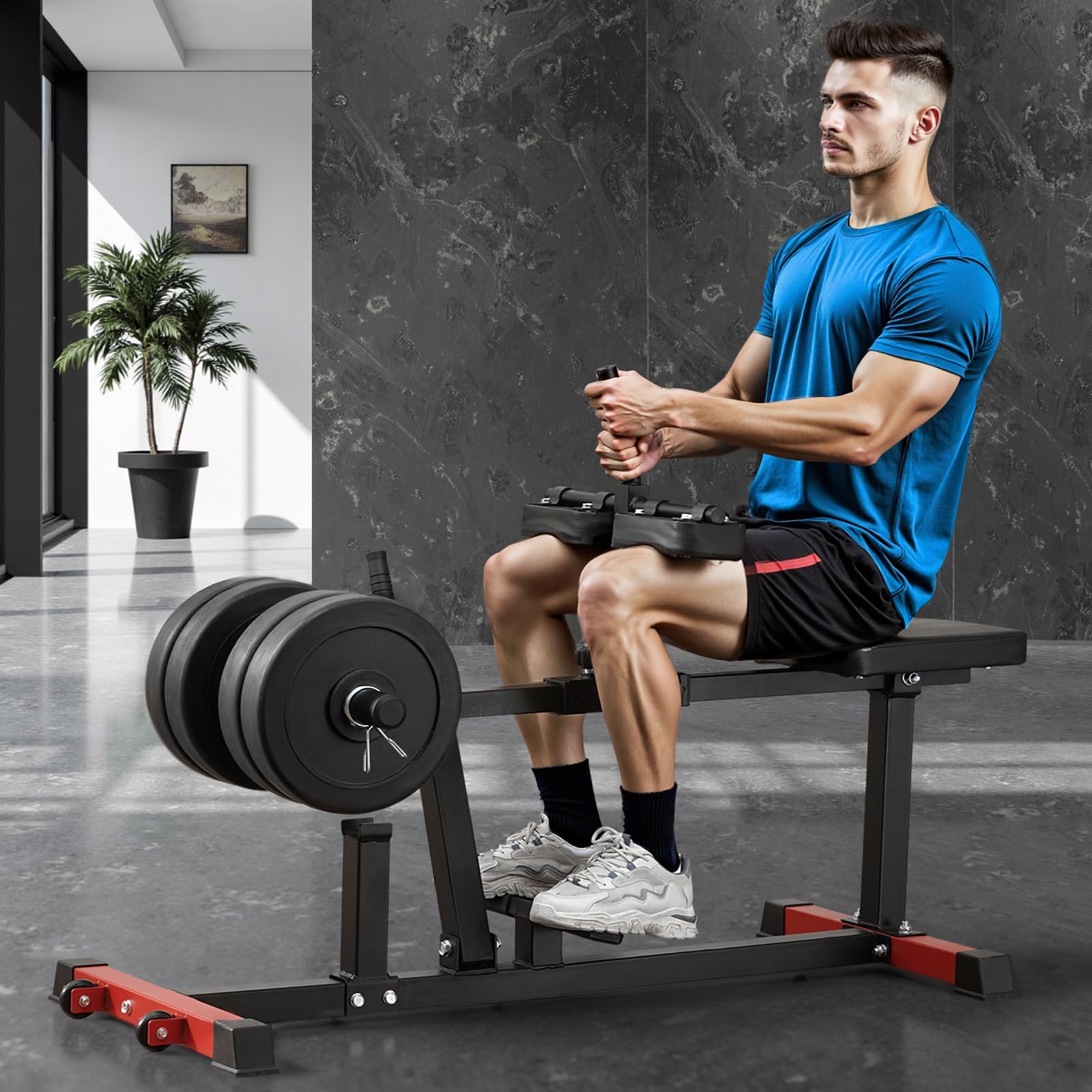 VEVOR Seated Calf Machine 440 LBS Capacity - Home Gym Calf Raise Equipment for Leg Workouts - Lower Body Strength Training with 1/2 Inch Weight Plates - Perfect for Home & Commercial Gyms