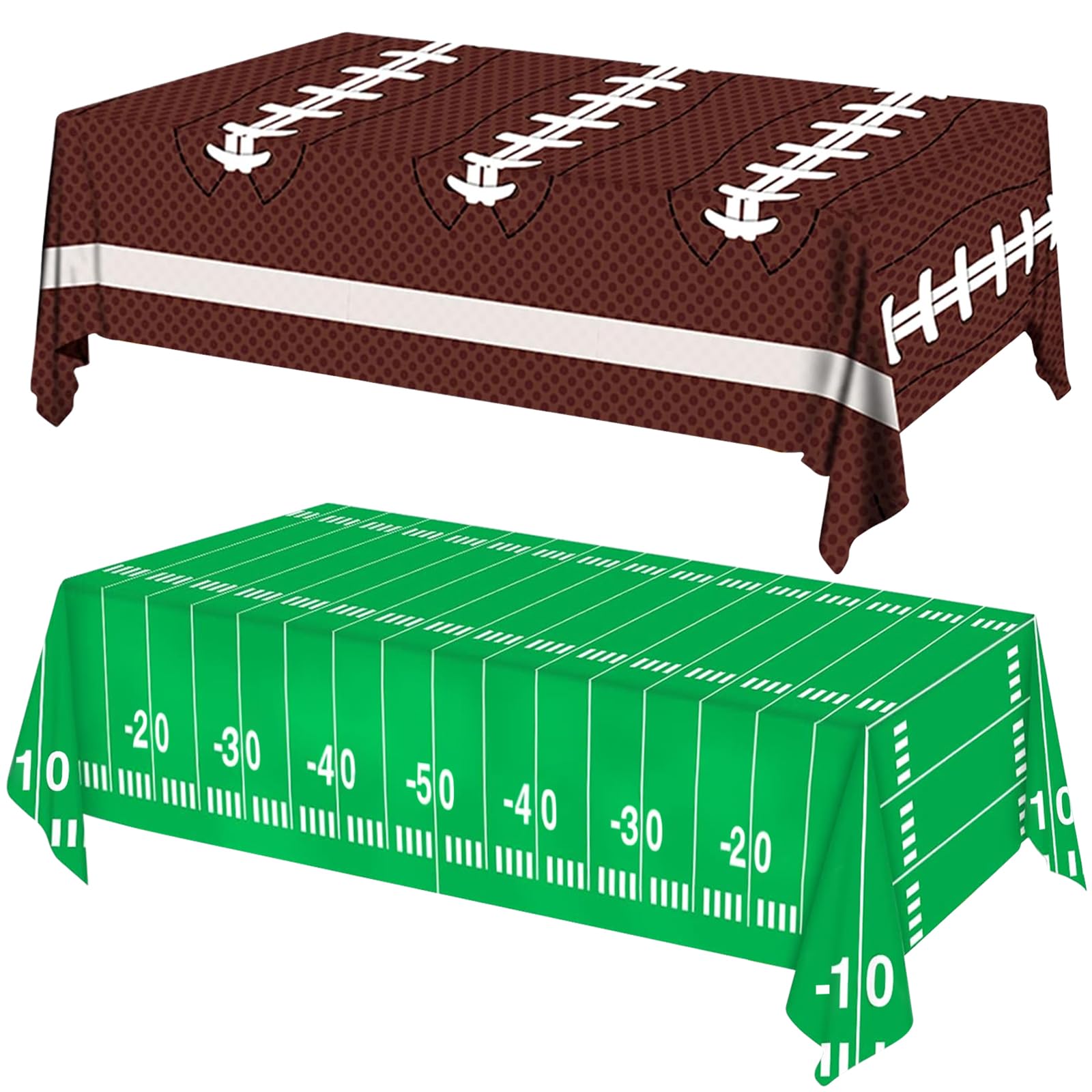 Super Bowl Party Decorations - 2 Pack Disposable Football Tablecloths 54x108 Inch, Touchdown Themed Plastic Table Covers for Football Birthday Parties, Tailgate Decorations & Game Day Celebrations - Perfect for Super Bowl, NFL Watch Parties & Sports Themed Events