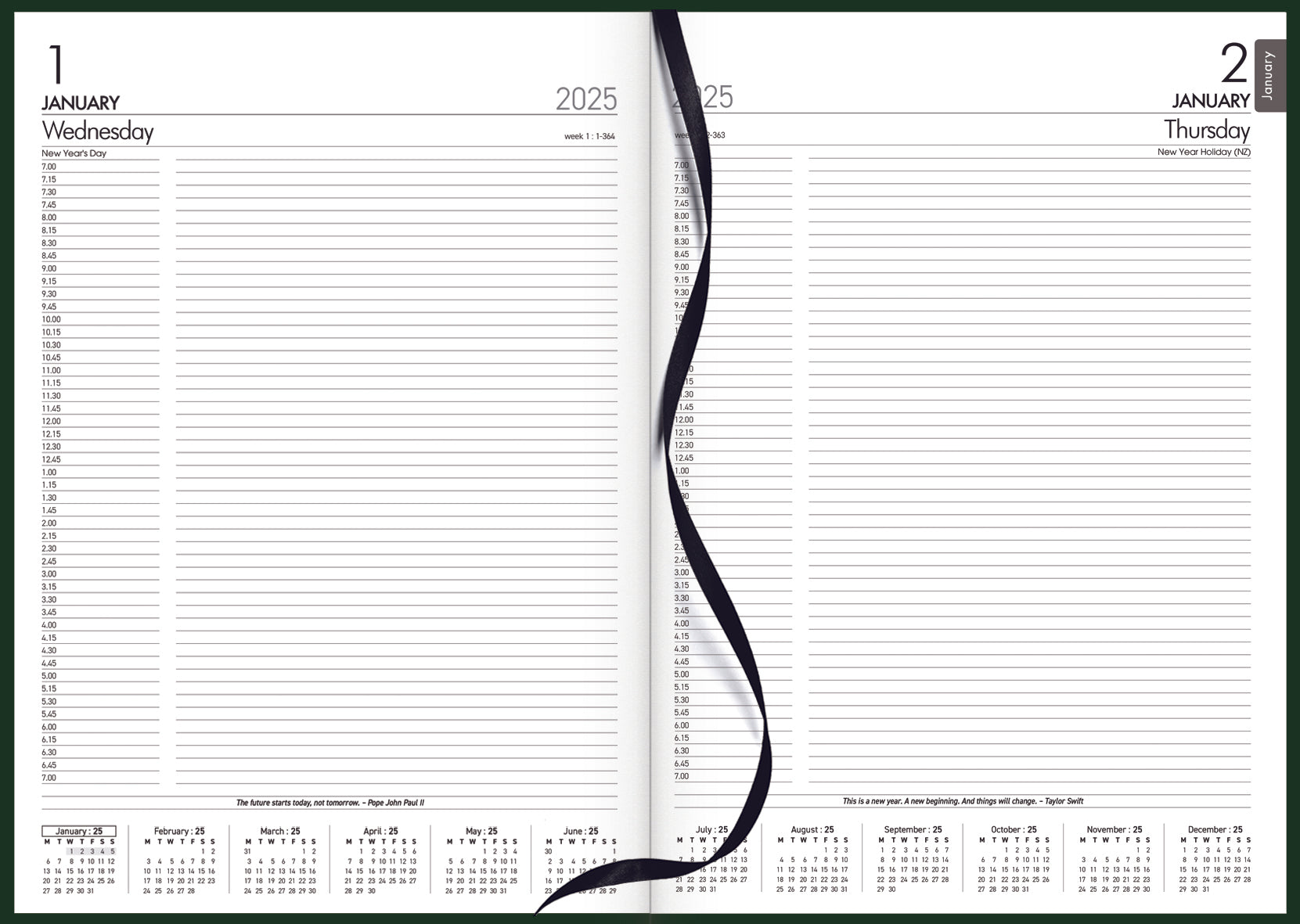 2025 Collins Rhapsody A41 Appointment Diary - Day Per Page Planner with Soft Touch PU Leather Cover, Racing Green, A4 Size (210mm x 297mm) - Perfect for Business Professionals, Office Use & Daily Scheduling