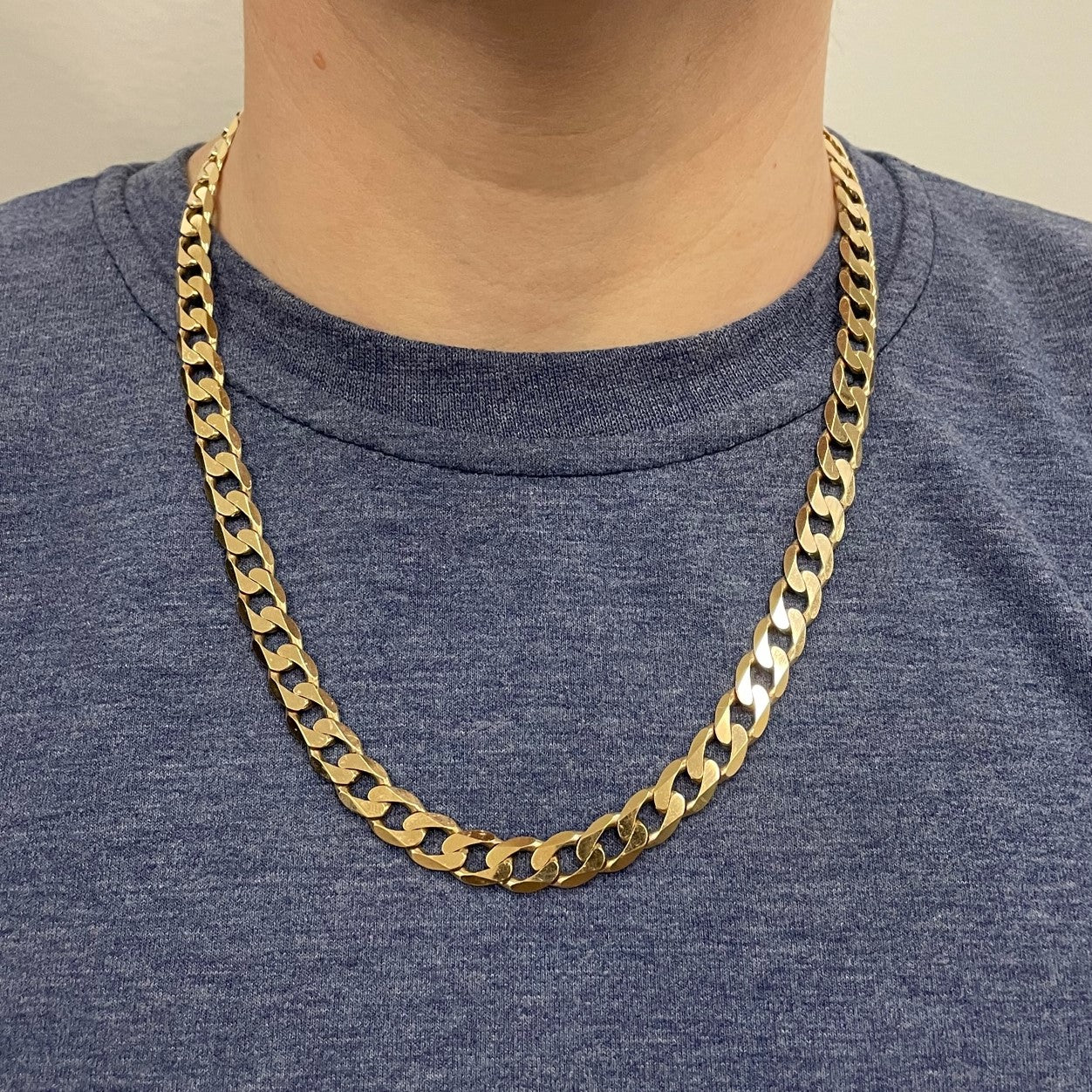 9K Yellow Gold Curb Link Chain Necklace - 20 Inch Solid Gold Cuban Chain for Men & Women | Perfect for Everyday Wear, Gifts & Special Occasions