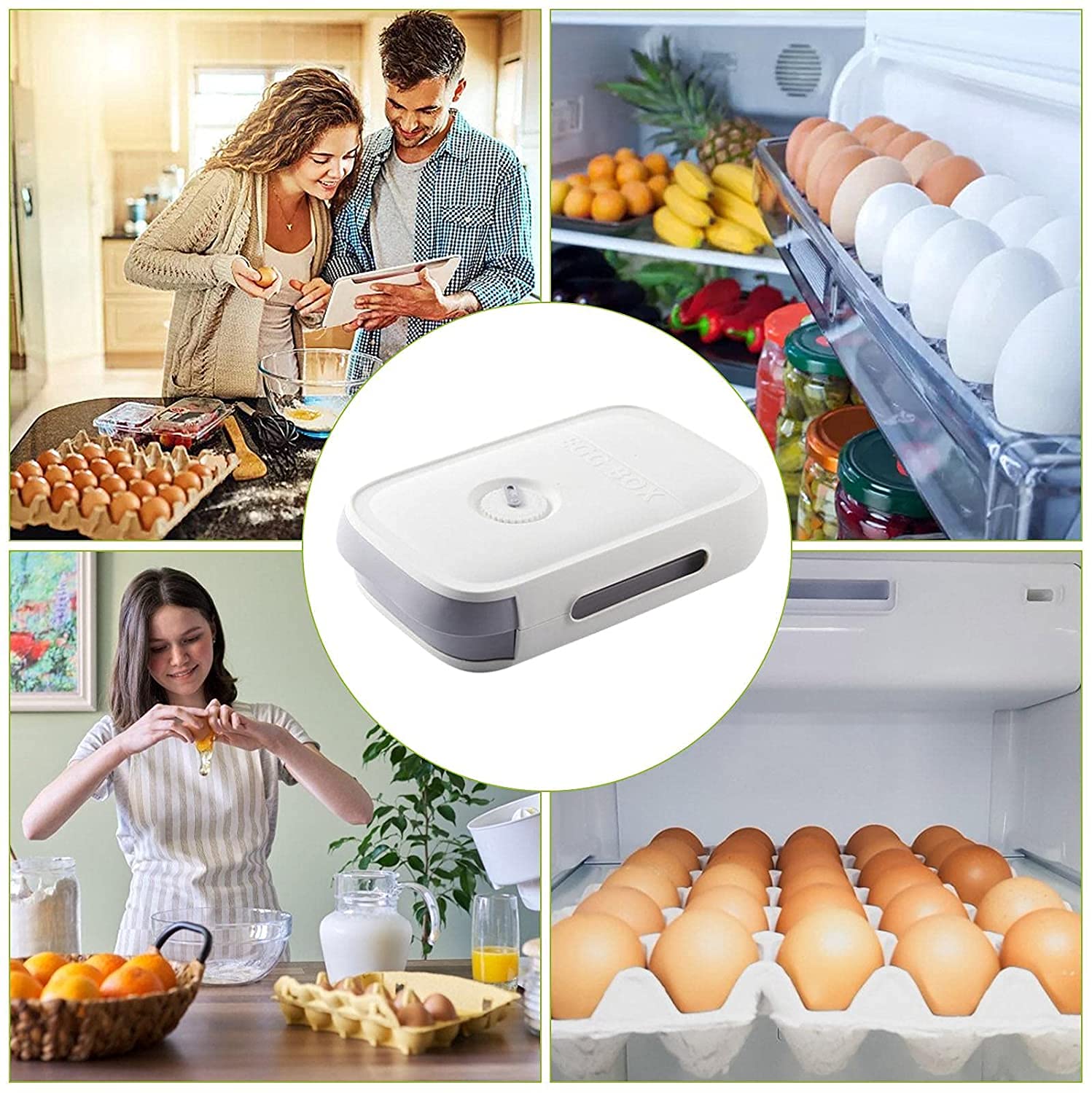 TGOPIT 18-20 Grid Plastic Egg Holder for Refrigerator - Drawer Style Egg Storage Container with Date Reminder - Fresh Egg Organizer Tray for Kitchen (White) - Perfect for Storing Eggs in Fridge, Pantry or Farmhouse Use