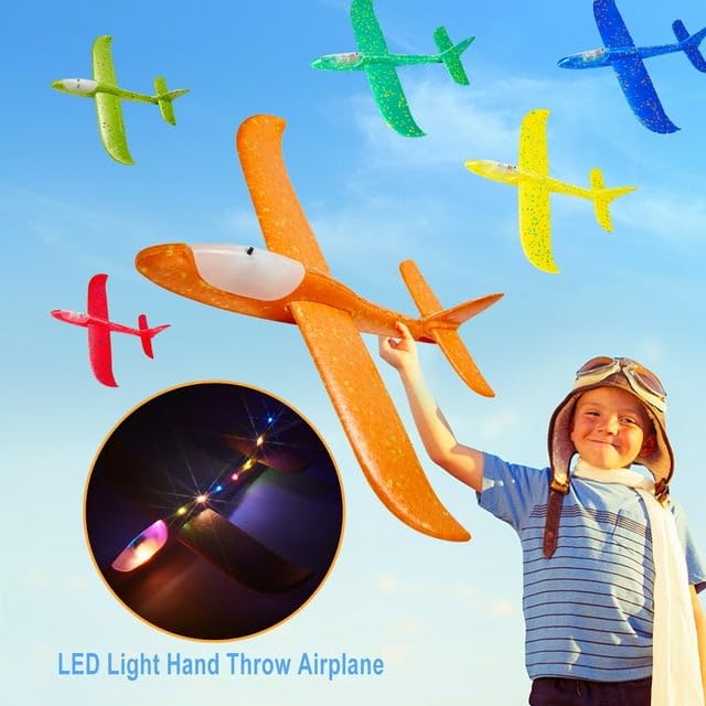 GoBaby Hand Throw Multicolor Flying Glider Foam Planes Toys for Kids - Outdoor & Backyard Fun with Easy Launch, Soaring Flight - Perfect for Birthday Parties, Beach Games & Park Activities