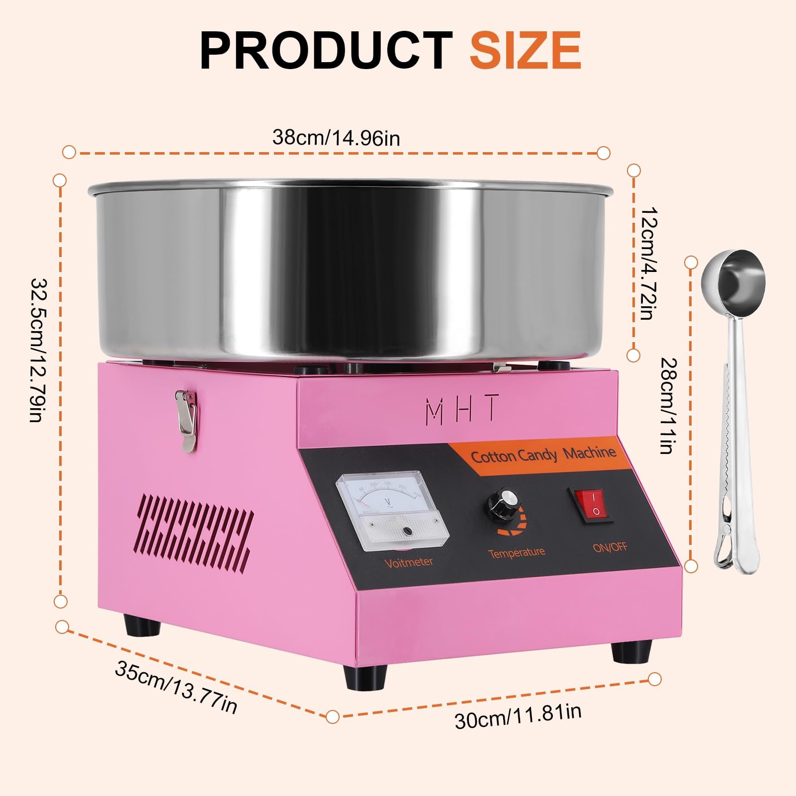 110V Commercial Electric Cotton Candy Machine - Candy Floss Maker for Home, Carnival, Kids Birthday & Family Parties - Includes Bowl & Spoon - Perfect for Events, Fairs, and Sweet Treats at Home