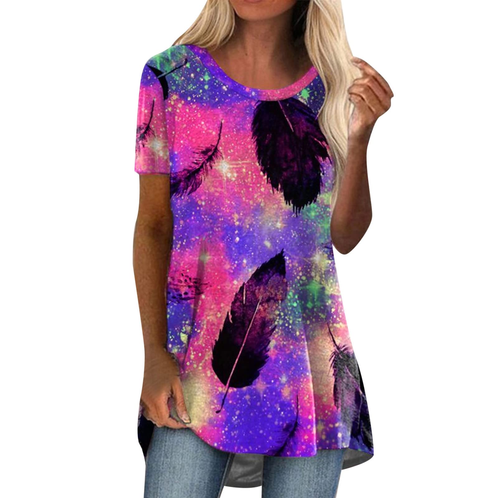 Women's Short Sleeve V-Neck Flowy Casual T-Shirts - Breathable Summer Tees for Workout, Office & Everyday Wear | Comfortable Loose Fit Tank Tops for Women