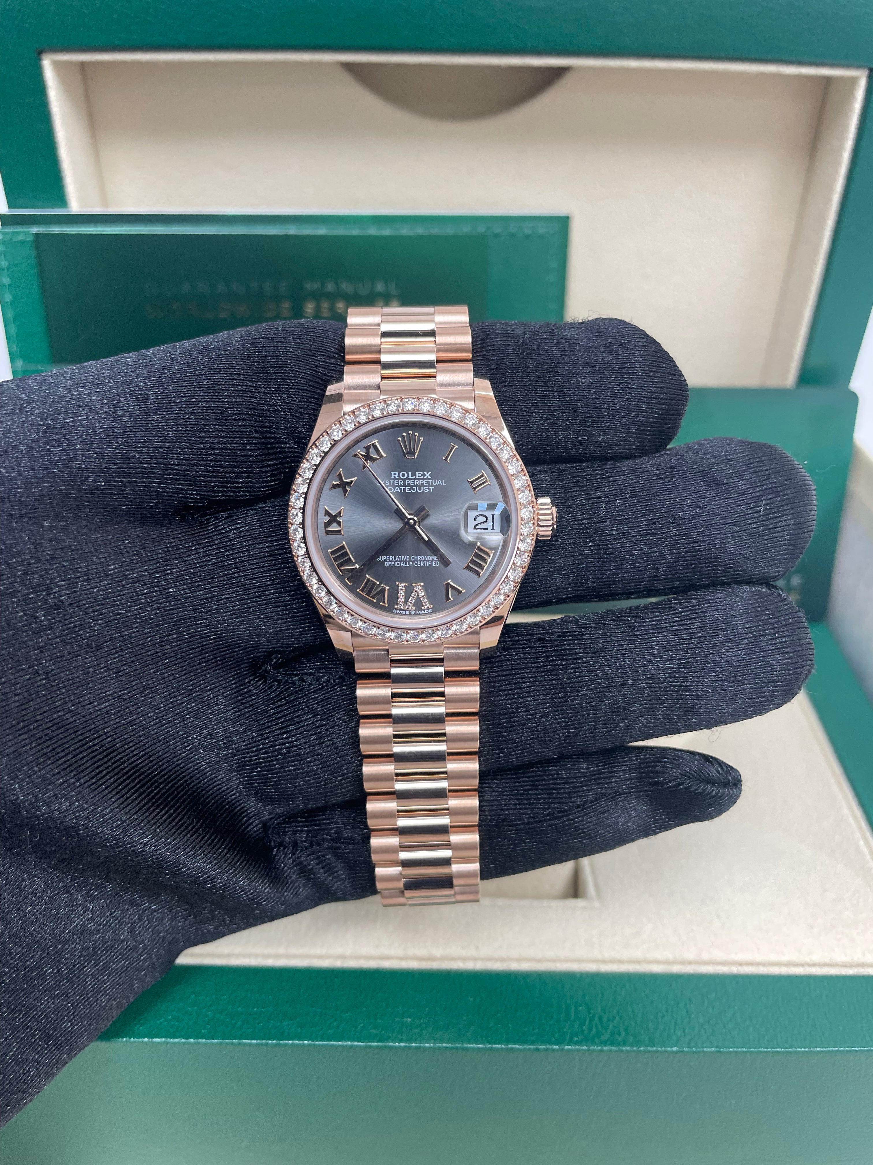 Luxury Rolex Everose Gold Datejust 31 Watch with Diamond Bezel & Rhodium Diamond Dial - President Bracelet (Ref 278285RBR) | Perfect for Special Occasions, Gifts & Investment