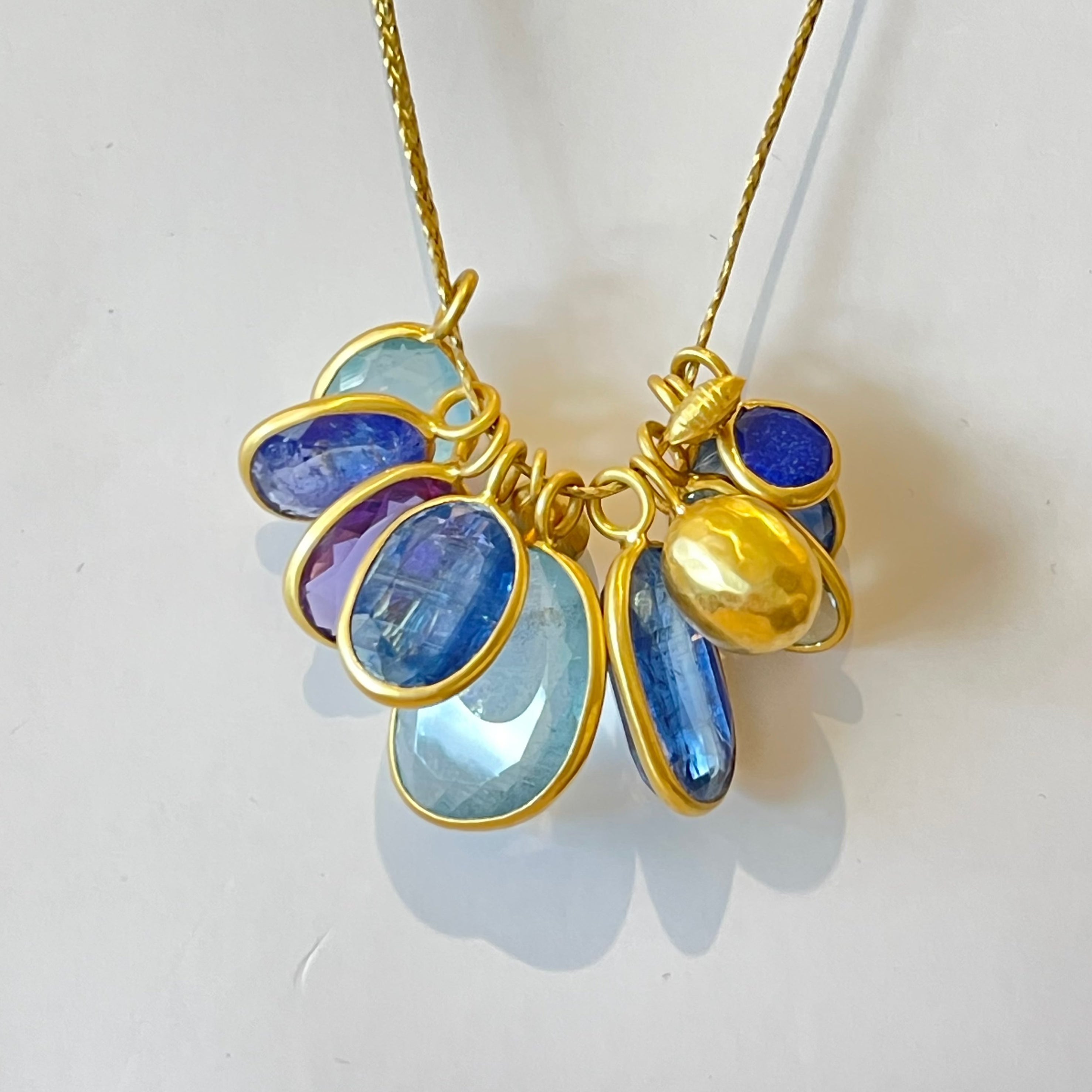 Colette Mixed Blues Cluster Necklace - Elegant Bohemian Statement Jewelry for Women | Perfect for Weddings, Parties & Everyday Wear