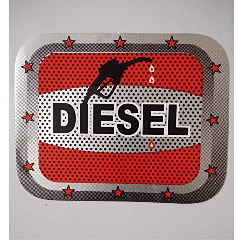 AUTONEST Diesel Car Fuel Lid Decal Sticker - Black, Red & Grey Square Badge (14.5cm x 14.5cm) for Renault Triber - Waterproof Vinyl Decal for Fuel Door Customization & Car Accessorizing