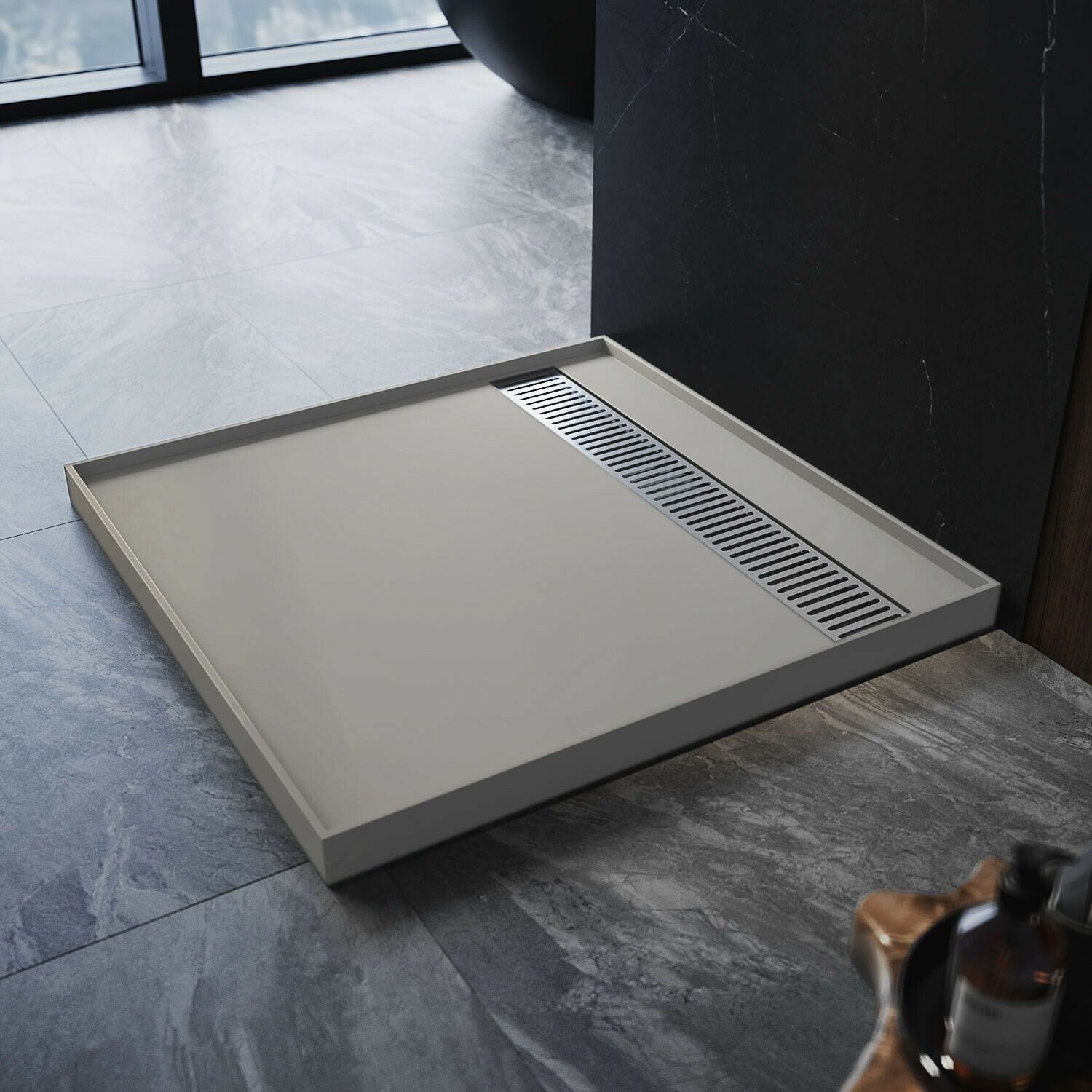 ELEGANT Rectangle Durable SMC Shower Base Gray   Tile over Tray Shower base