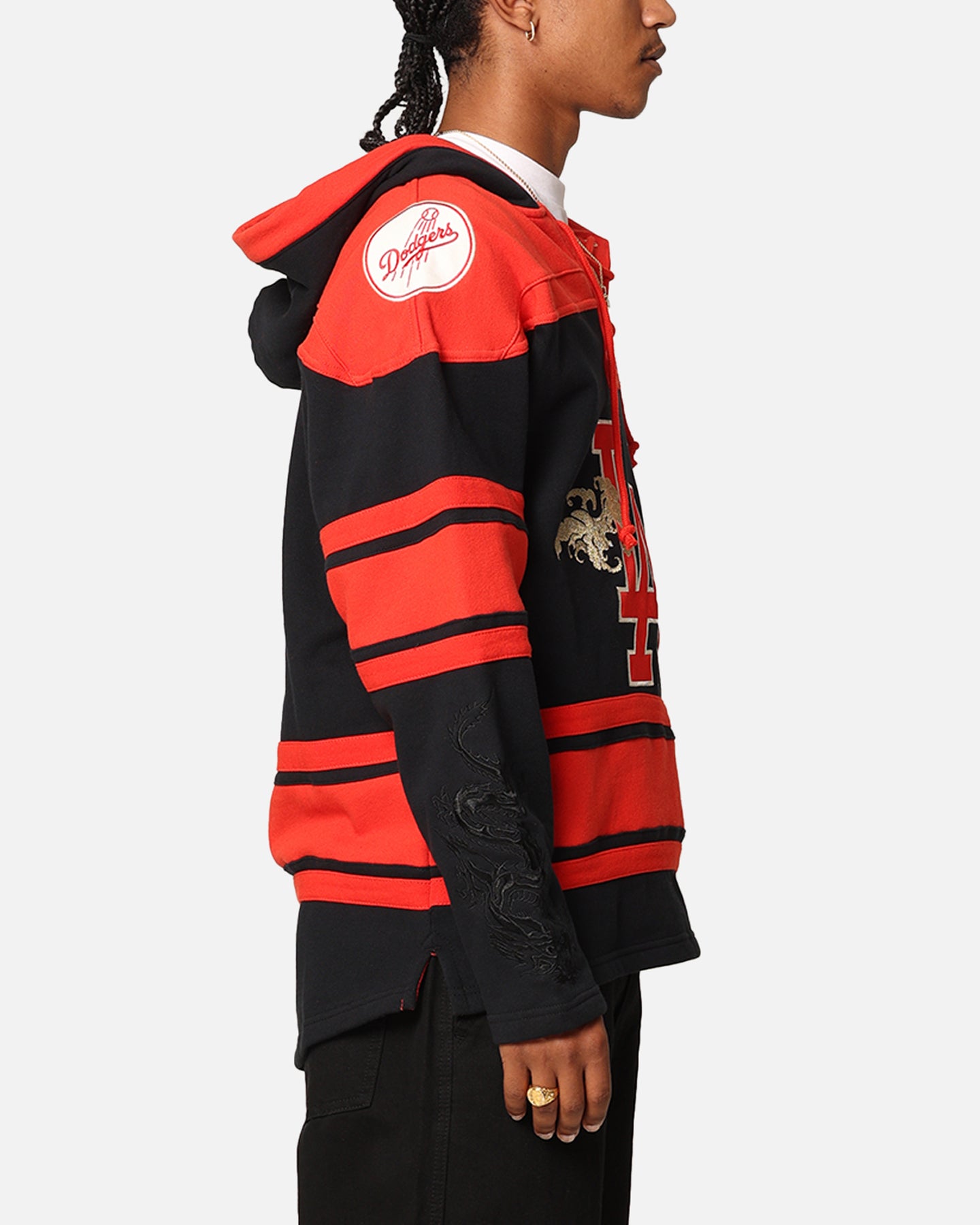 47 Brand Los Angeles Dodgers 'Year Of The Dragon' Lacer Hoodie - Jet Black MLB Baseball Fan Apparel for Men & Women - Perfect for Game Day, Streetwear & Casual Outfits