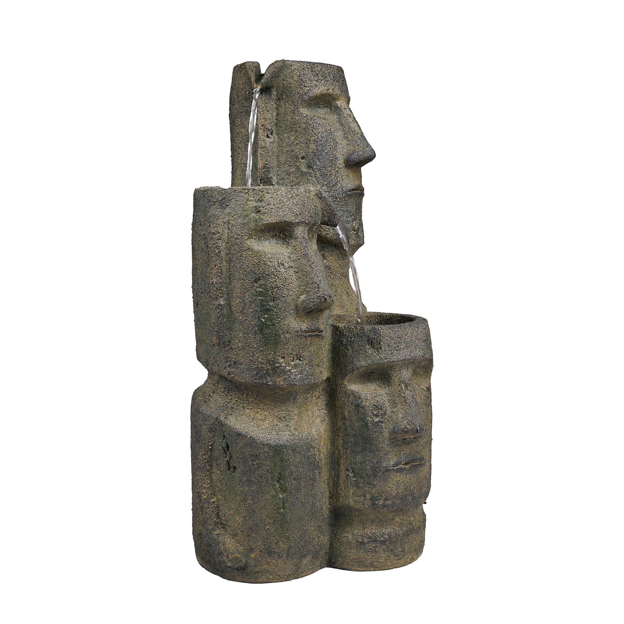 Hi-Line Gift Easter Island Head Fountain with 2 LED Lights - Outdoor Garden Decor, Patio Water Feature, Unique Home & Yard Decoration