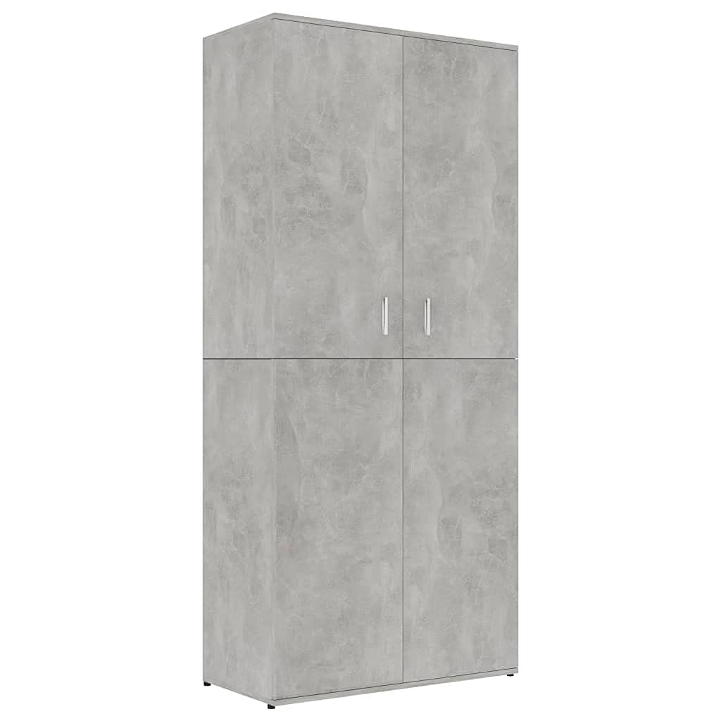 FAMKIT Entryway Shoe Storage Cabinet - 3-Tier Shoe Rack with Doors, Chipboard Organizer for Shoes, Boots & Accessories - Concrete Gray Finish - Perfect for Hallway, Mudroom & Closet Organization