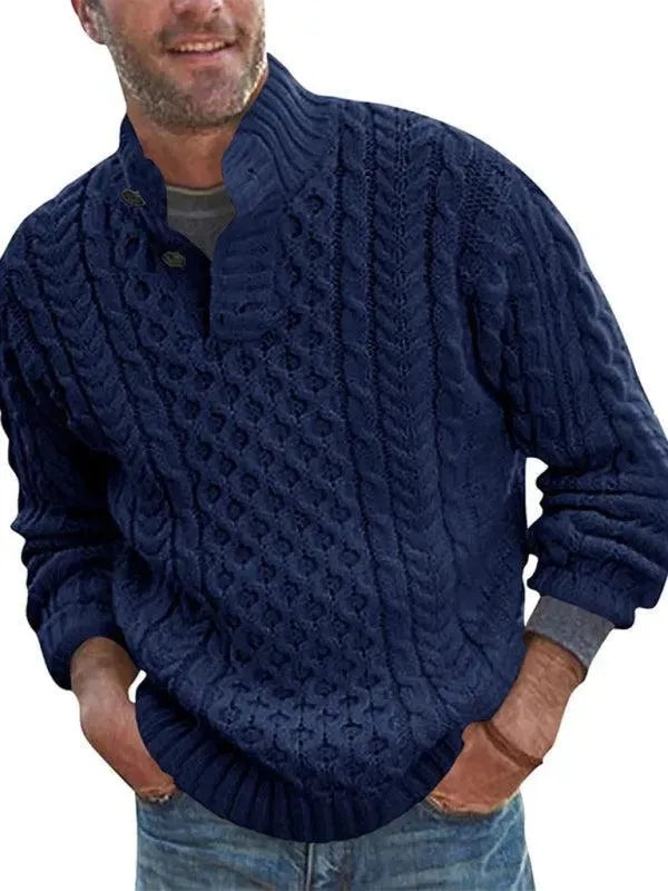 Men's Knitted Turtle Neck Sweater - Cozy Winter Pullover for Casual & Office Wear