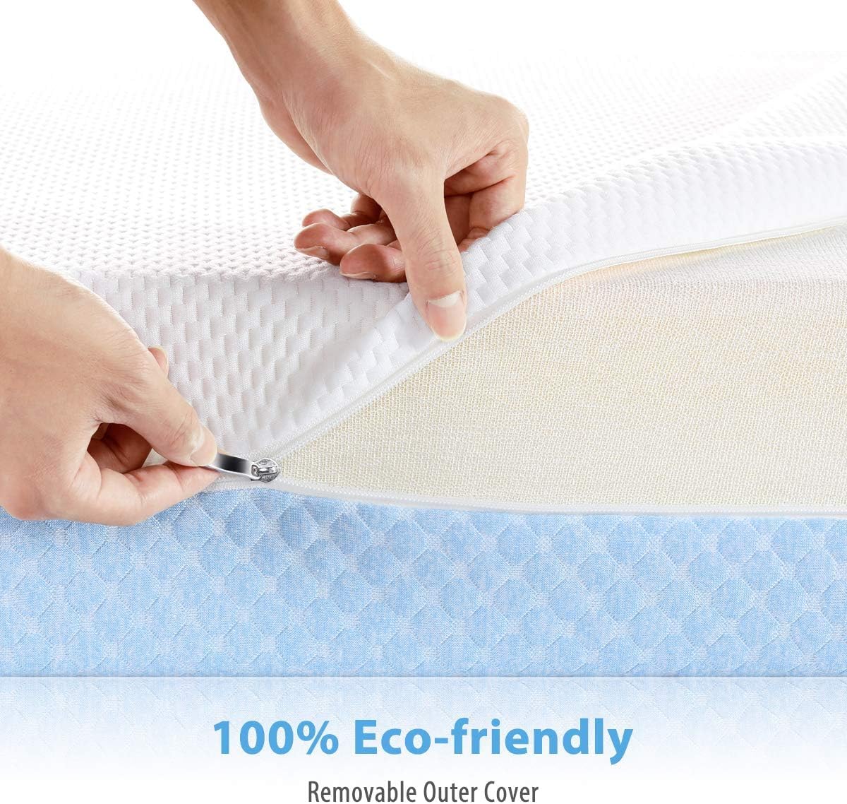 Dual-Sided Memory Foam Crib Mattress for Infants & Toddlers - Breathable 3-Layer Premium Baby Bed Mattress with Removable Washable Cover (White & Blue) | Safe & Comfortable Nursery Sleep Solution for Newborns to Toddlers