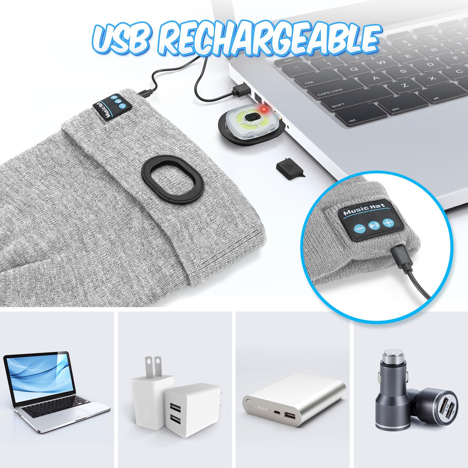 KEZKALS Bluetooth Beanie Hat for Men & Women - Wireless Headphone Winter Beanie, Perfect Christmas Stocking Stuffer & Unique Gift for Husband, Boyfriend, Dad - Great for Outdoor Activities, Commuting & Cold Weather