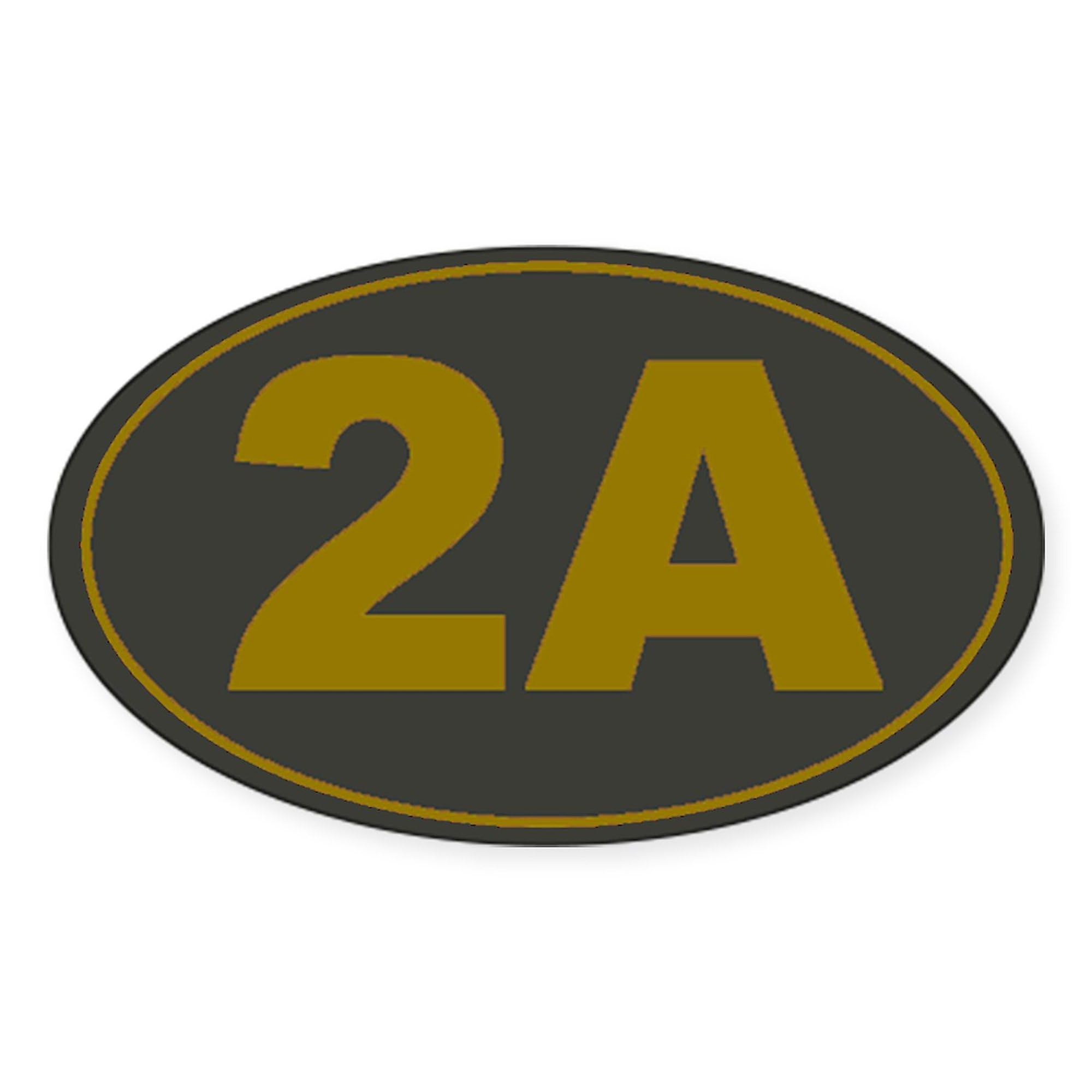 2A Oval Dark Olive & HE Yellow Car Bumper Sticker - Patriotic Decal for Cars, Trucks, Laptops & Windows | CafePress