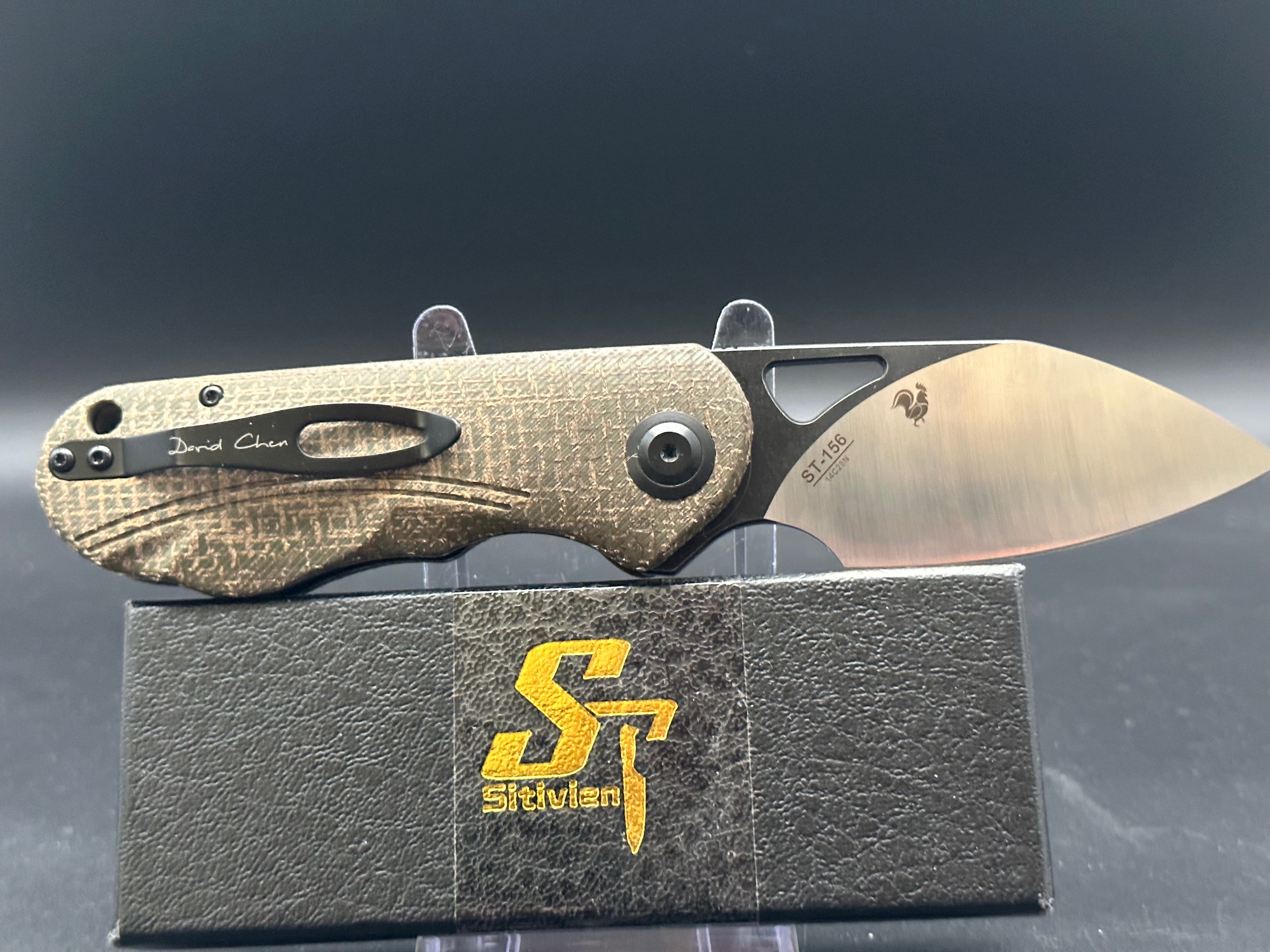Sitivien ST156 Folding Knife - 14C28N Steel Blade & Micarta Handle, Chinese Zodiac Series | EDC Pocket Knife for Camping, Hiking & Outdoor Adventures