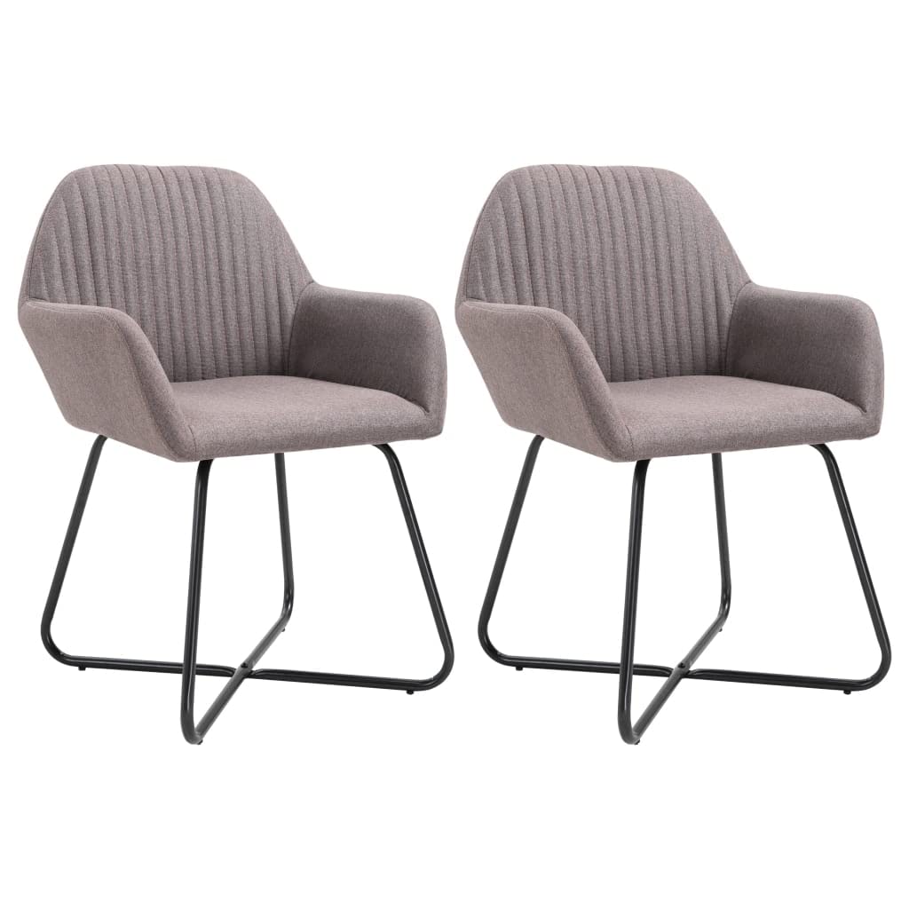 SKM Modern Dining Chairs Set of 2 - Taupe Fabric Upholstered Kitchen Chairs with Sturdy Metal Legs for Dining Room, Kitchen, Breakfast Nook & Small Spaces