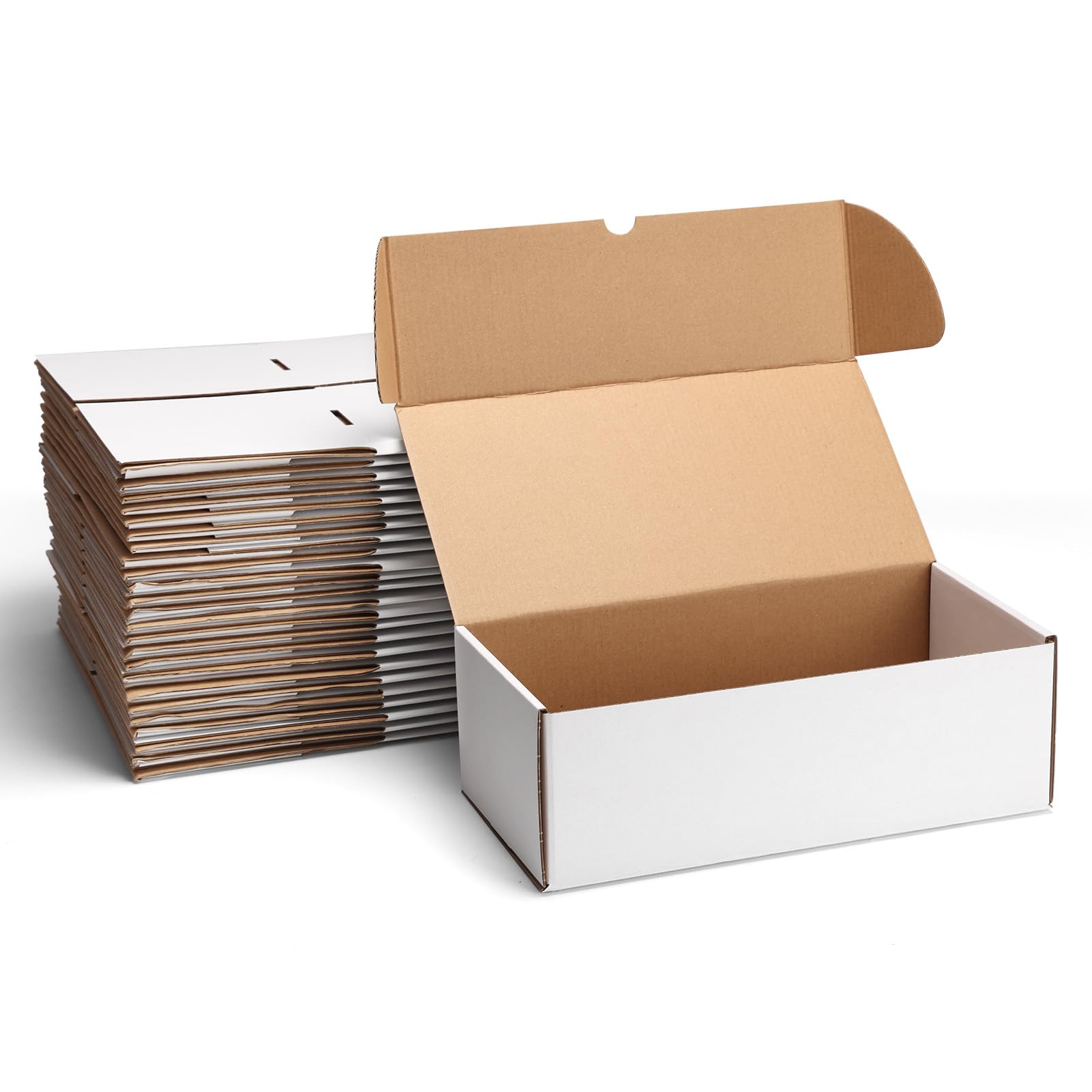 ZBEIVAN 12x6x4 White Corrugated Shipping Boxes - Set of 25 for Small Business & Gift Mailing