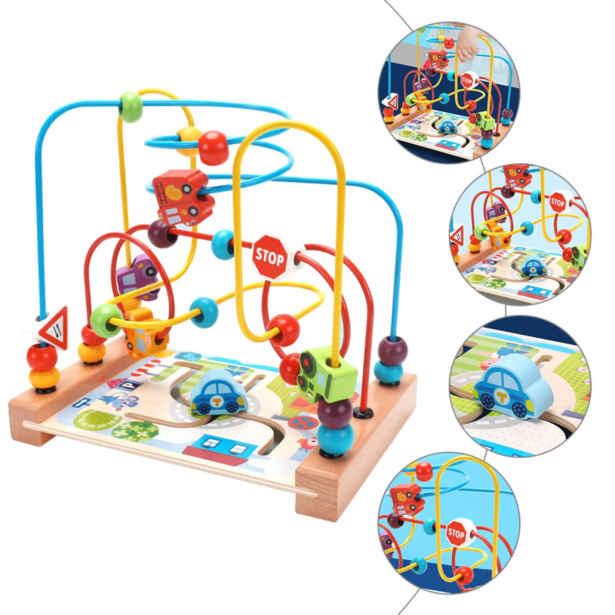 ibasenice 2 Pcs Wooden Bead Maze Roller Coaster Toy - Montessori Abacus Activity Cube for Toddlers & Kids - Educational Learning Toy for Counting & Fine Motor Skills - Perfect for Preschool Classroom, Daycare & Home Play